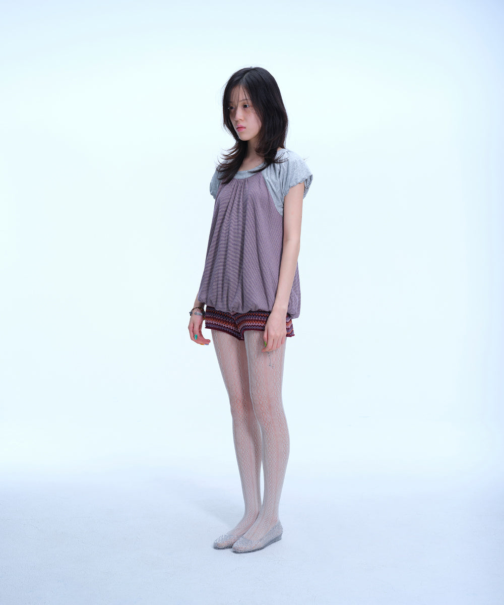 Coyseio - Striped Crochet Knit Shorts (Wine) product image 9 | TRAB K-Fashion Australia