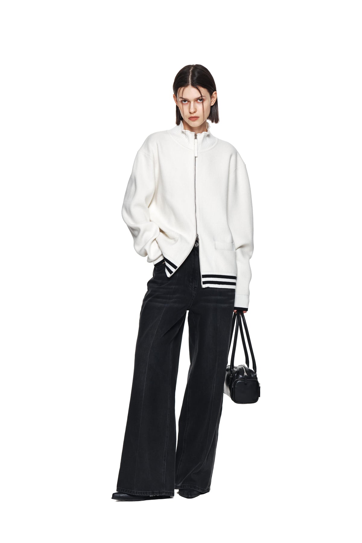 Matin Kim - Spell Point Stripe Knit Cardigan (Ivory) product image 9 | TRAB K-Fashion Australia
