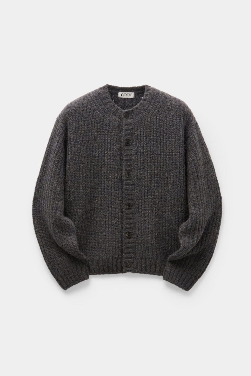 Coor - Hairy Button Up Round Cropped Cardigan (Charcoal) product image 1 | TRAB K-Fashion Australia