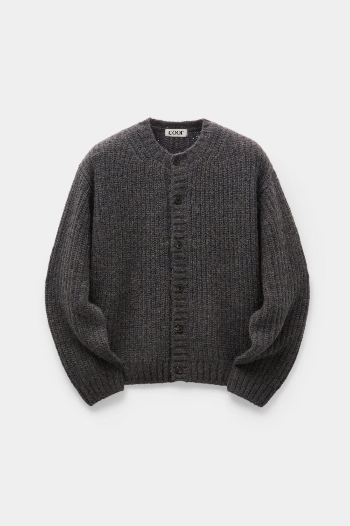 Coor - Hairy Button Up Round Cropped Cardigan (Charcoal) product image 1 | TRAB K-Fashion Australia