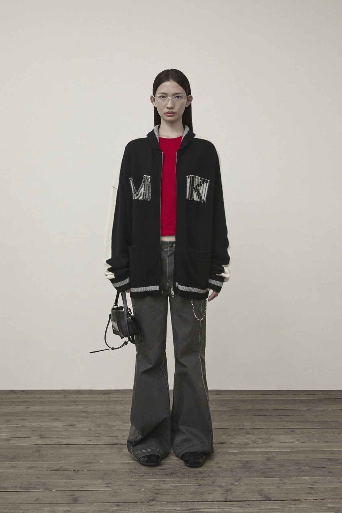 Matin Kim - Matin Kim Initial Knit Zip Up (Black) product image 5 | TRAB K-Fashion Australia