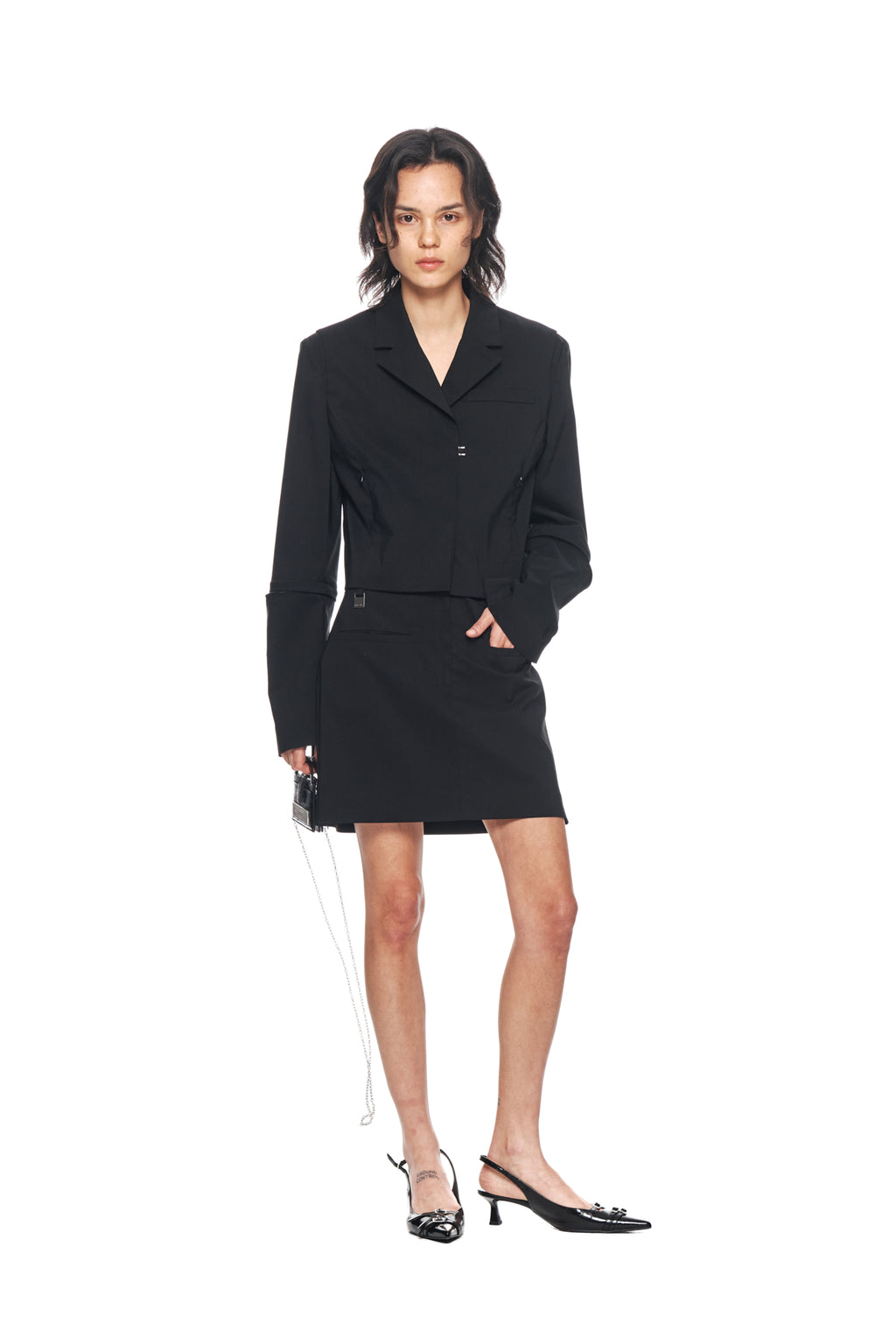 Matin Kim - Zipper Point Linen Mini Skirt (Black) product image 9 | TRAB K-Fashion Australia