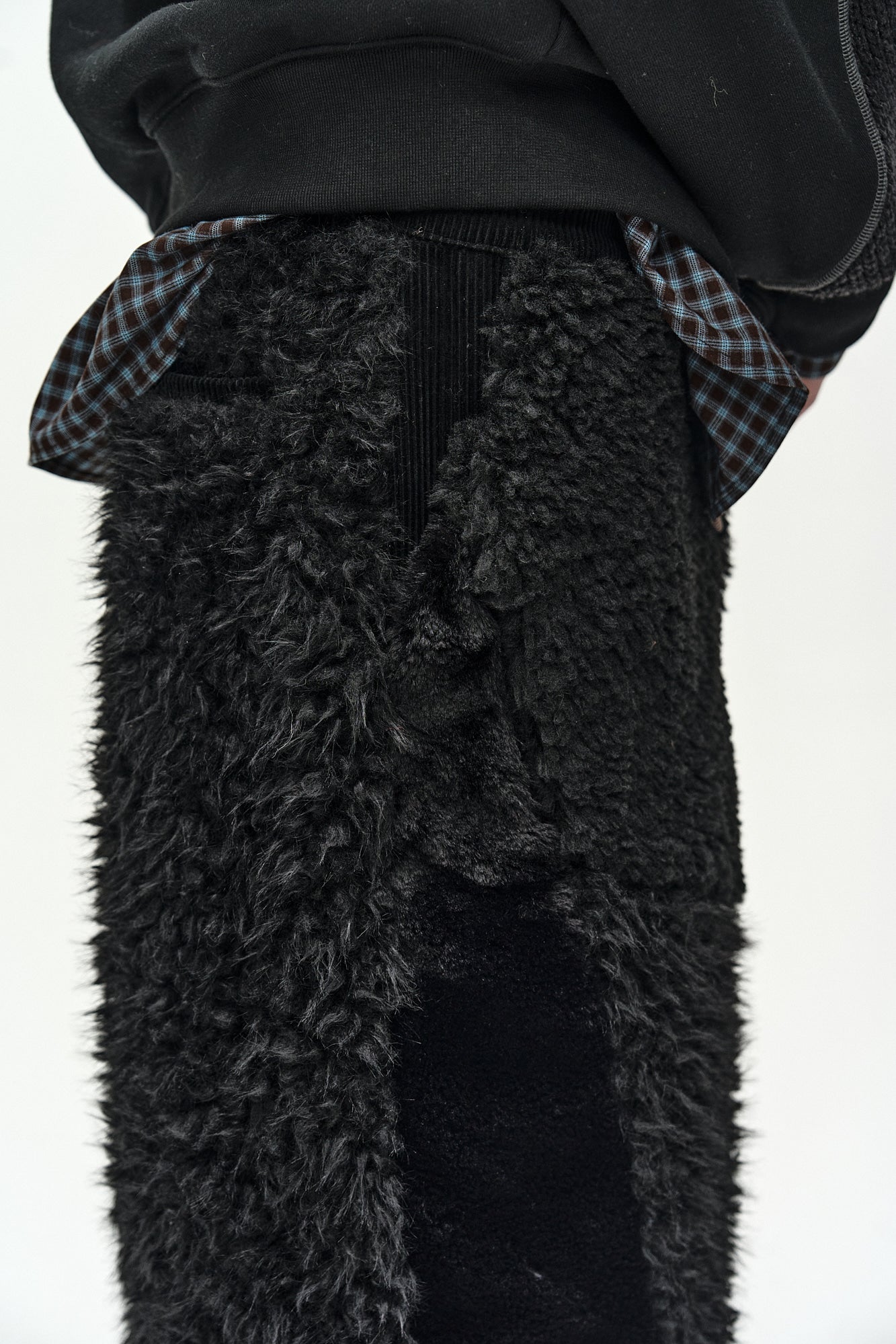 Andersson Bell - Kenley Faux Fur Patchwork Shorts (black) (Black) product image 5 | TRAB K-Fashion Australia
