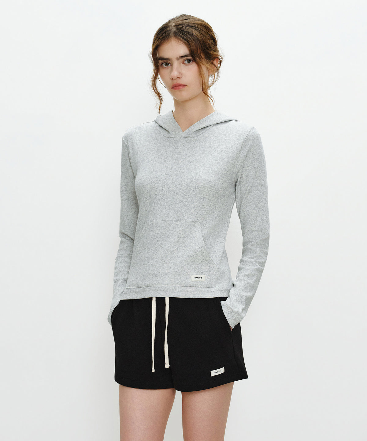 Marithe & Francois Girbaud - Basic Hoodie Long Sleeve (Light Heather Gray) product image 2 | TRAB K-Fashion Australia