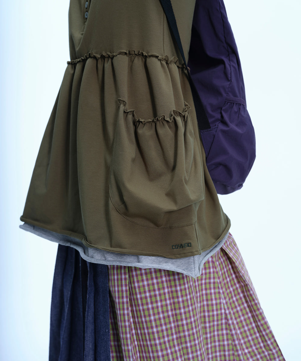 Coyseio - Shirring Pocket Sleeveless (Khaki) product image 8 | TRAB K-Fashion Australia