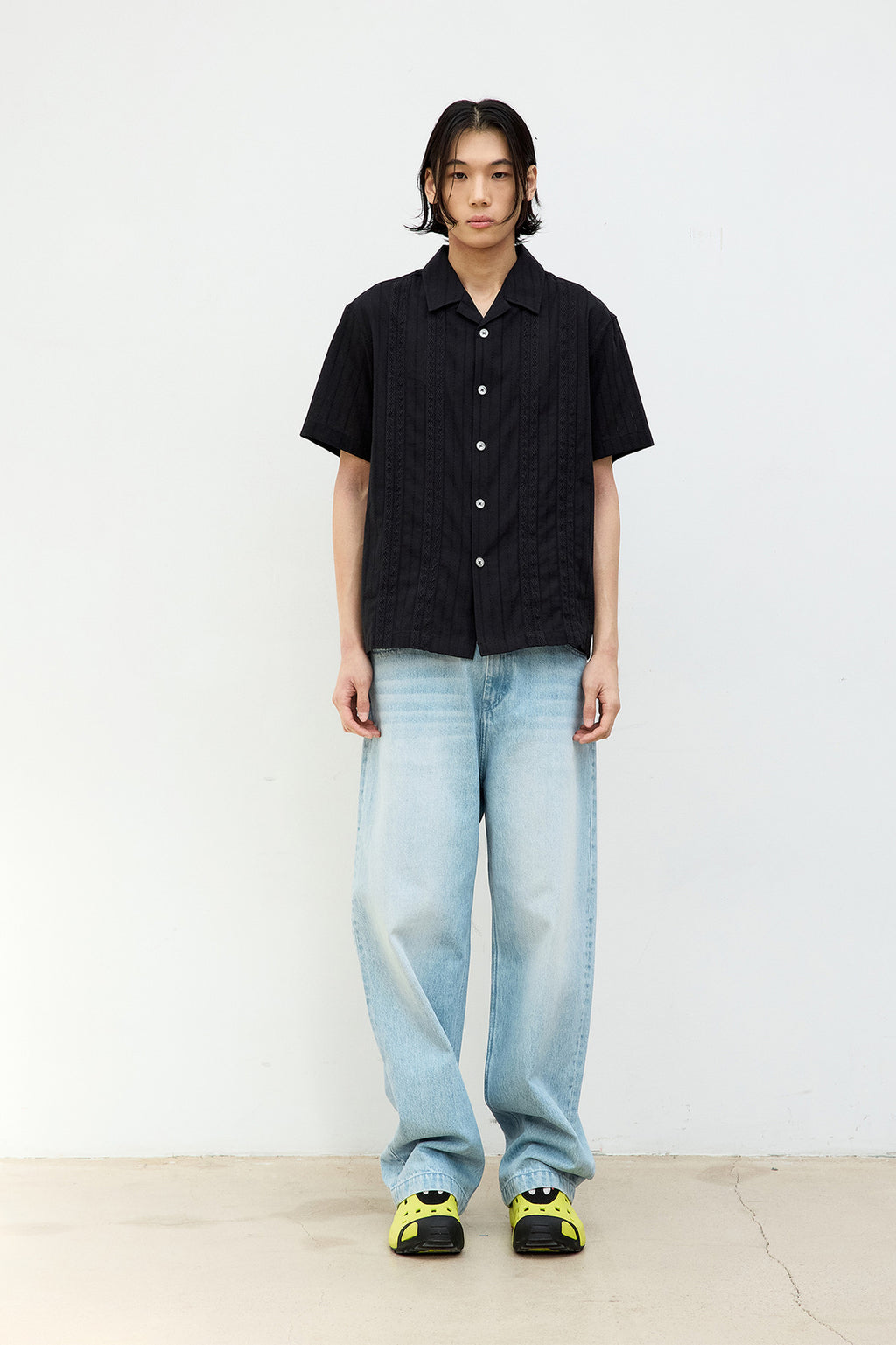 Coor - Guayabera Tape Half Shirt (Black) product image 2 | TRAB K-Fashion Australia