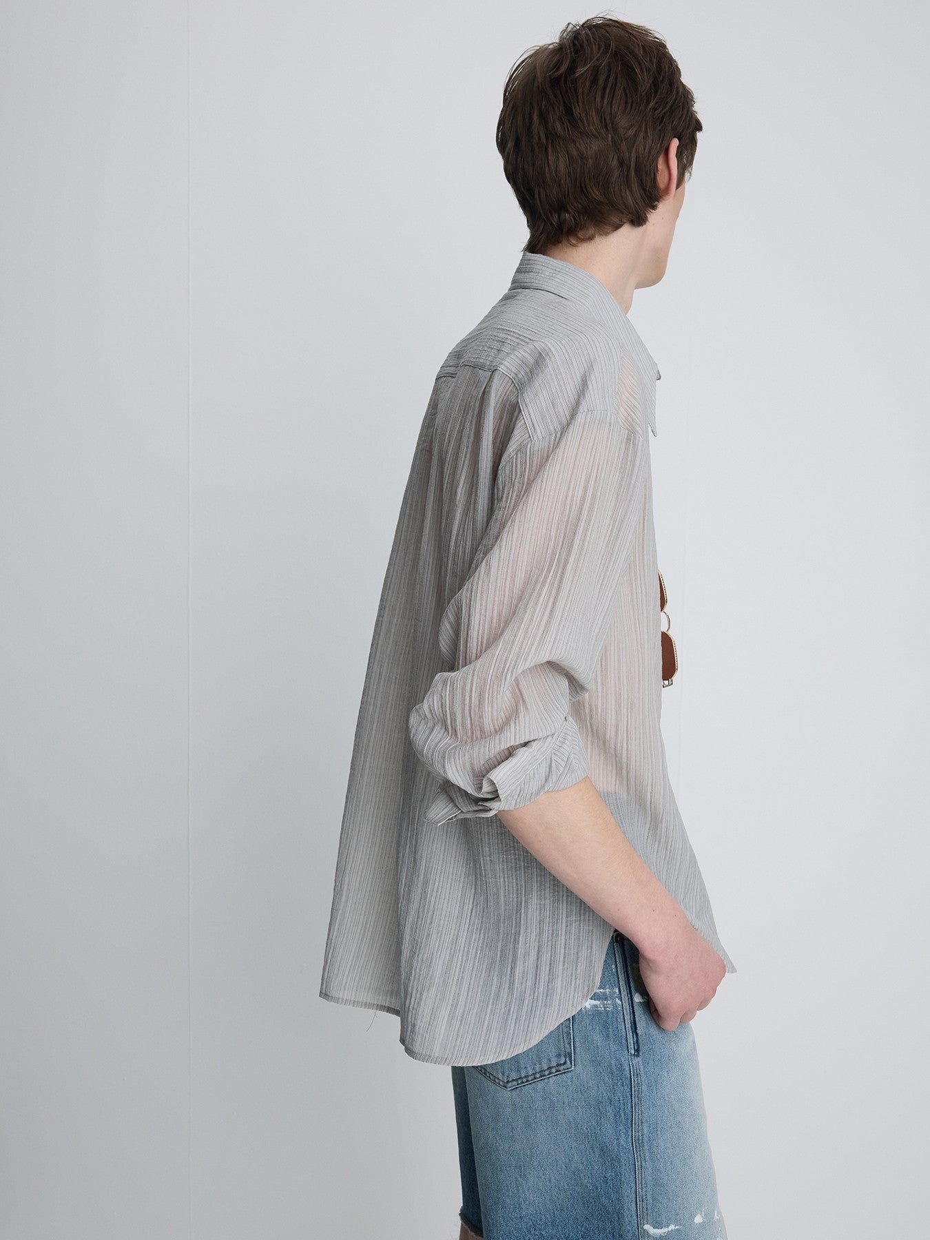 Tonywack - Lyocell Oversized Stripe Shirt (Grey) product image 6 | TRAB K-Fashion Australia