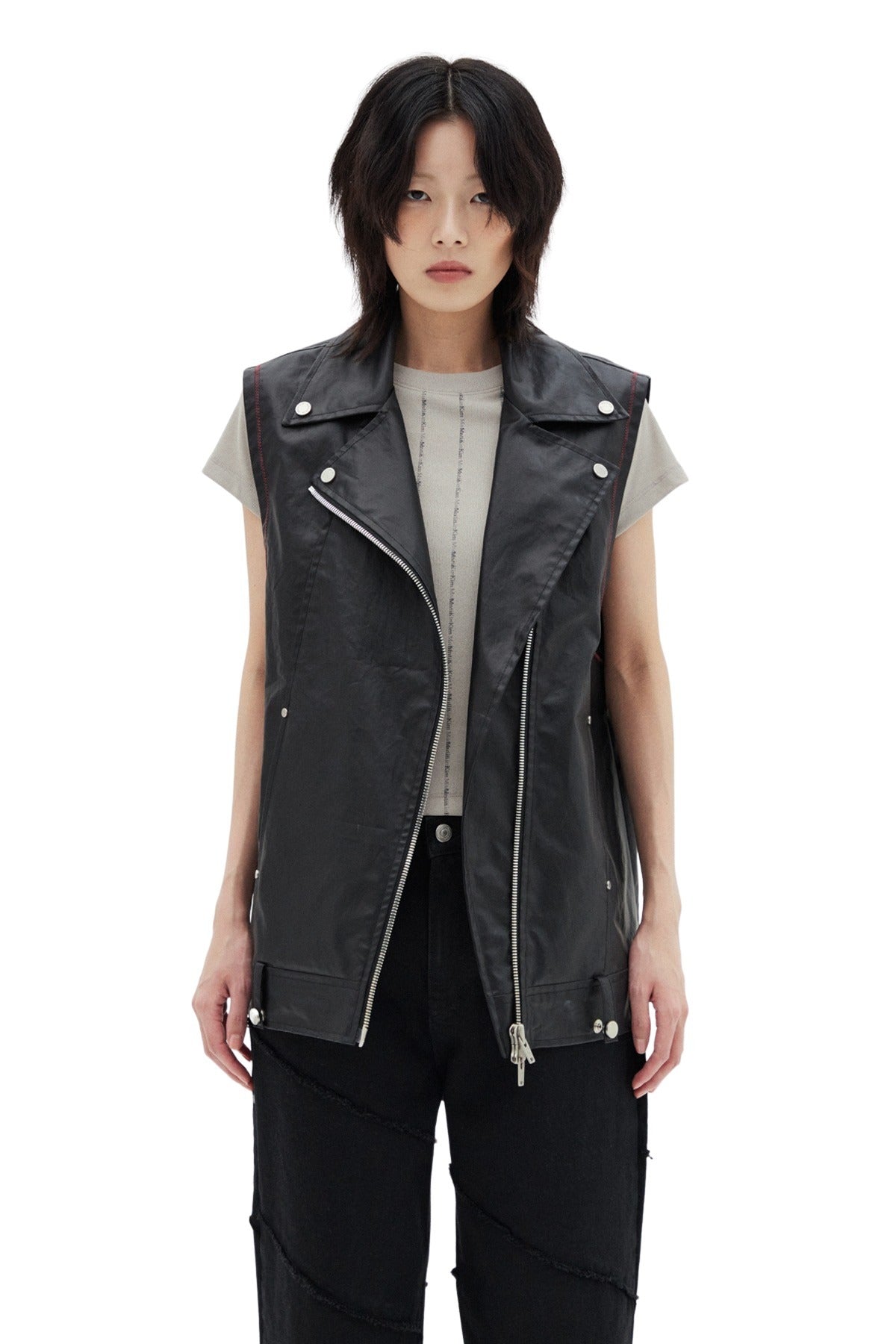 Matin Kim - Leather Like Rider Vest (Black) product image 5 | TRAB K-Fashion Australia
