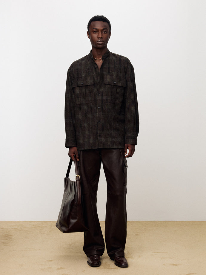 Tonywack - Checked Wool Oversized Shirt (Dark Brown) product image 1 | TRAB K-Fashion Australia