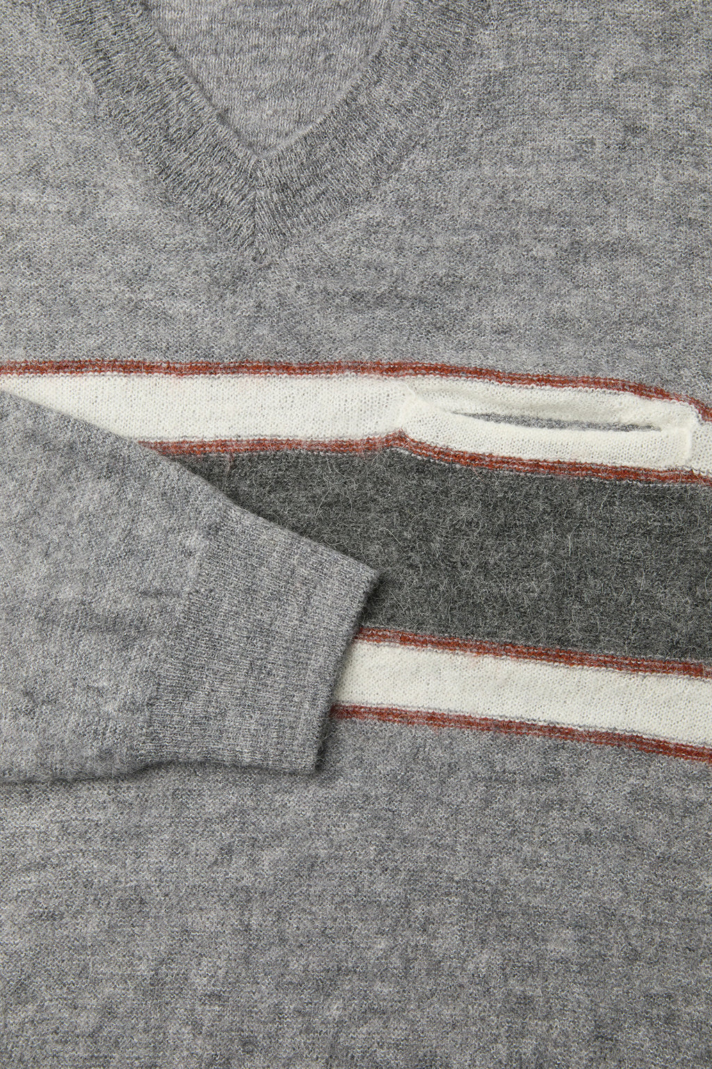 Coor - Alpaca Blend Striped V-Neck Sweater (Melange Gray) product image 6 | TRAB K-Fashion Australia