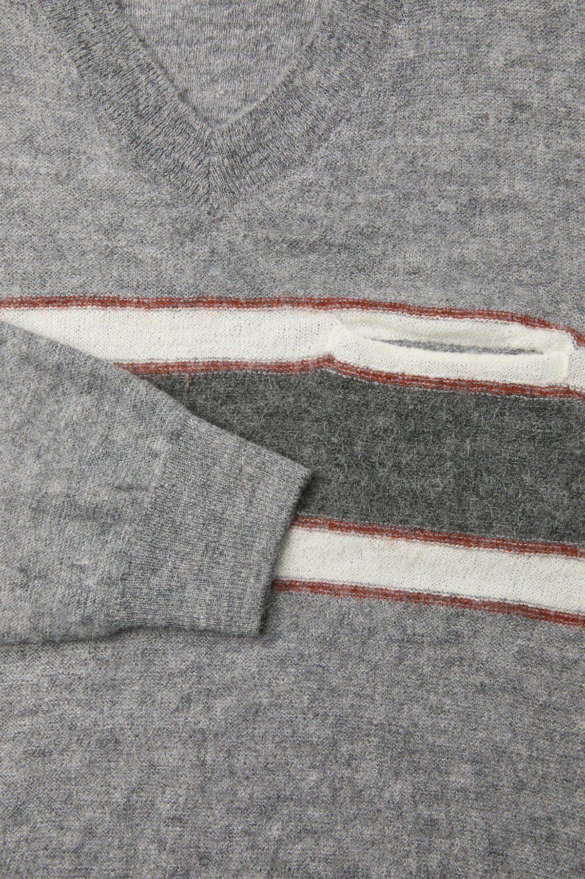 Coor - Alpaca Blend Striped V-Neck Sweater (Melange Gray) product image 6 | TRAB K-Fashion Australia