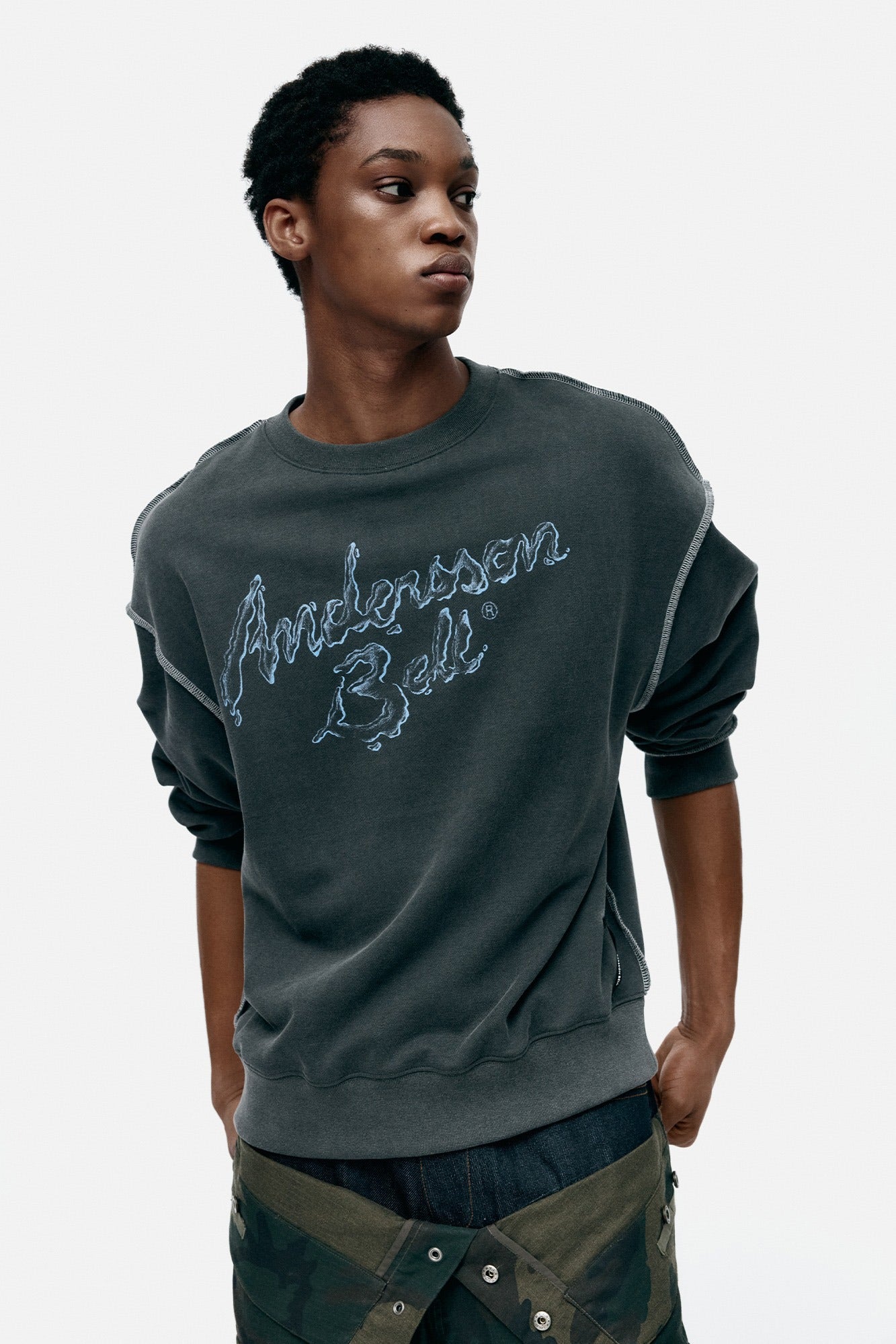 Andersson Bell - Unisex Liquid Logo Sweatshirt (Charcoal) product image 1 | TRAB K-Fashion Australia