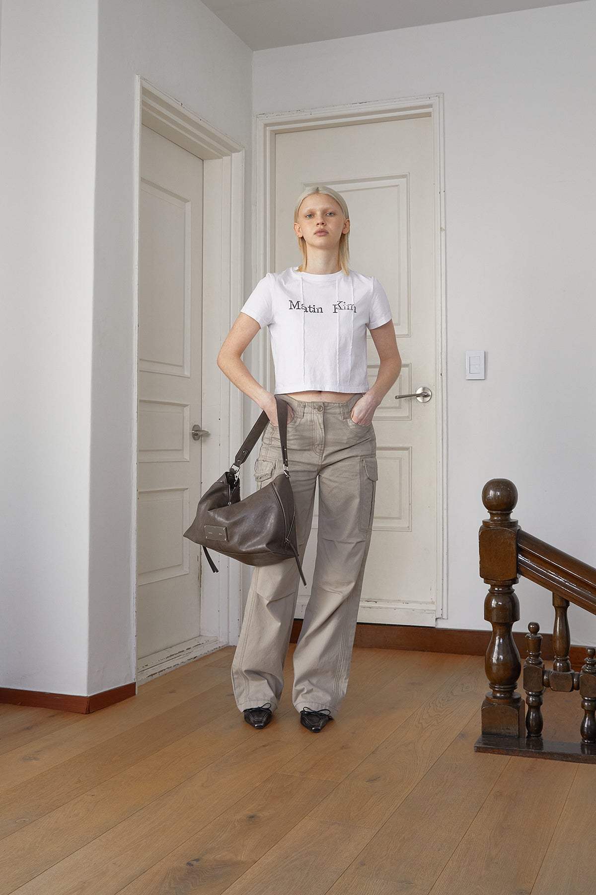 Matin Kim - Washed Cotton Cargo Pants (Beige) product image 10 | TRAB K-Fashion Australia