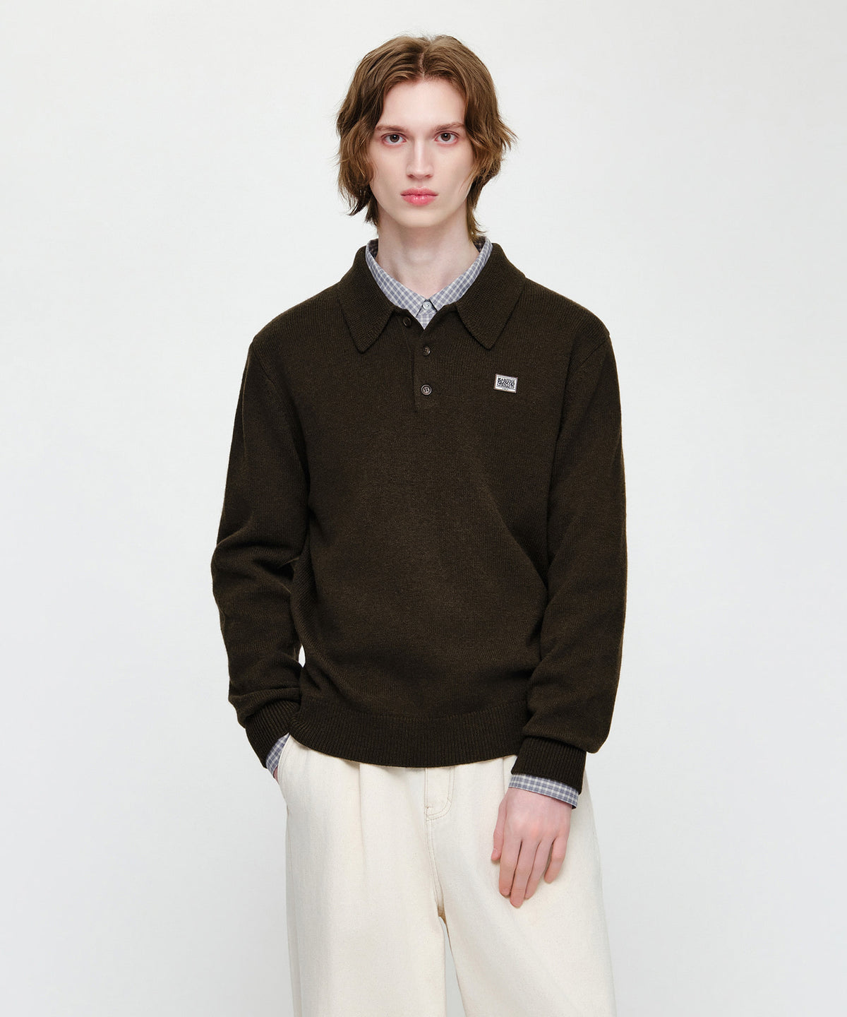 Marithe & Francois Girbaud - Small Classic Logo Collar Knit (Dark Brown) product image 1 | TRAB K-Fashion Australia