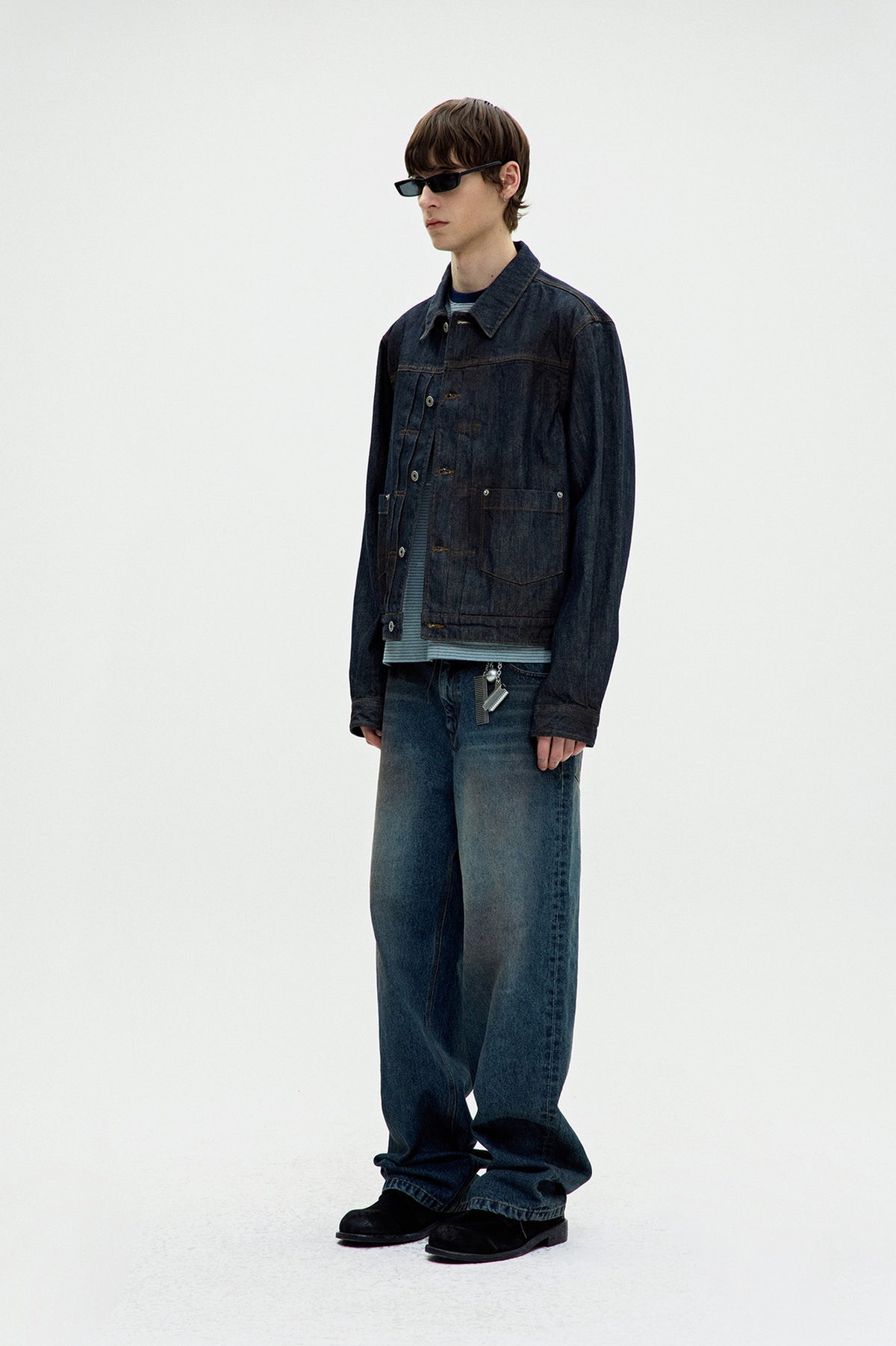 Coor - Straight Cut Dirty Wash Indigo Jeans (Washed Indigo) product image 3 | TRAB K-Fashion Australia