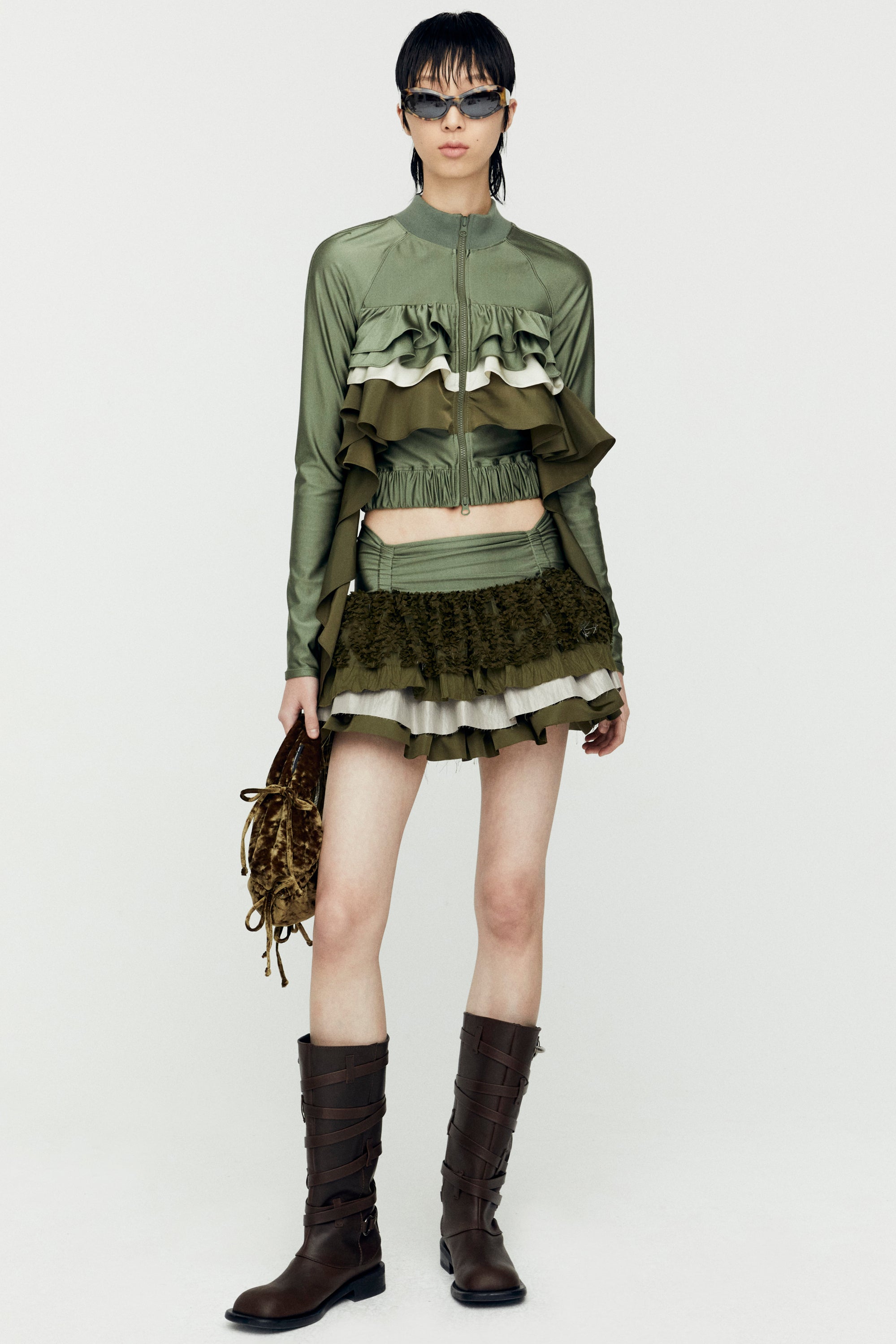 Andersson Bell - Riley Ruffle Tight Zip Up (Khaki) product image 4 | TRAB K-Fashion Australia