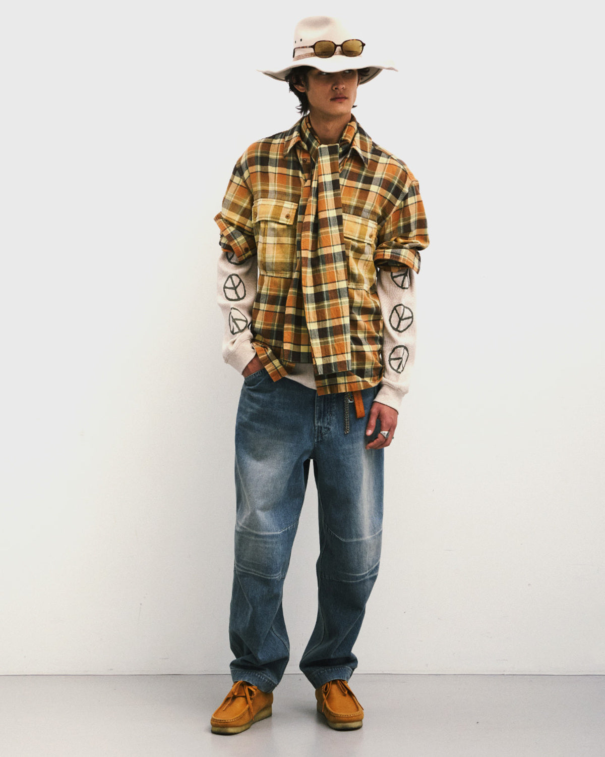 Eastlogue - Pattern Scarf (Multi Yellow Check) product image 1 | TRAB K-Fashion Australia