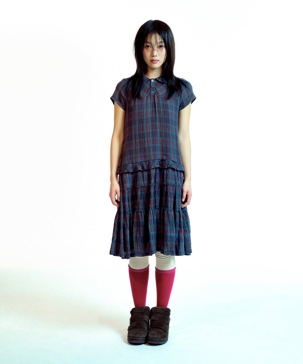 Coyseio - Raw Edge Check One Piece (Purple) product image 9 | TRAB K-Fashion Australia