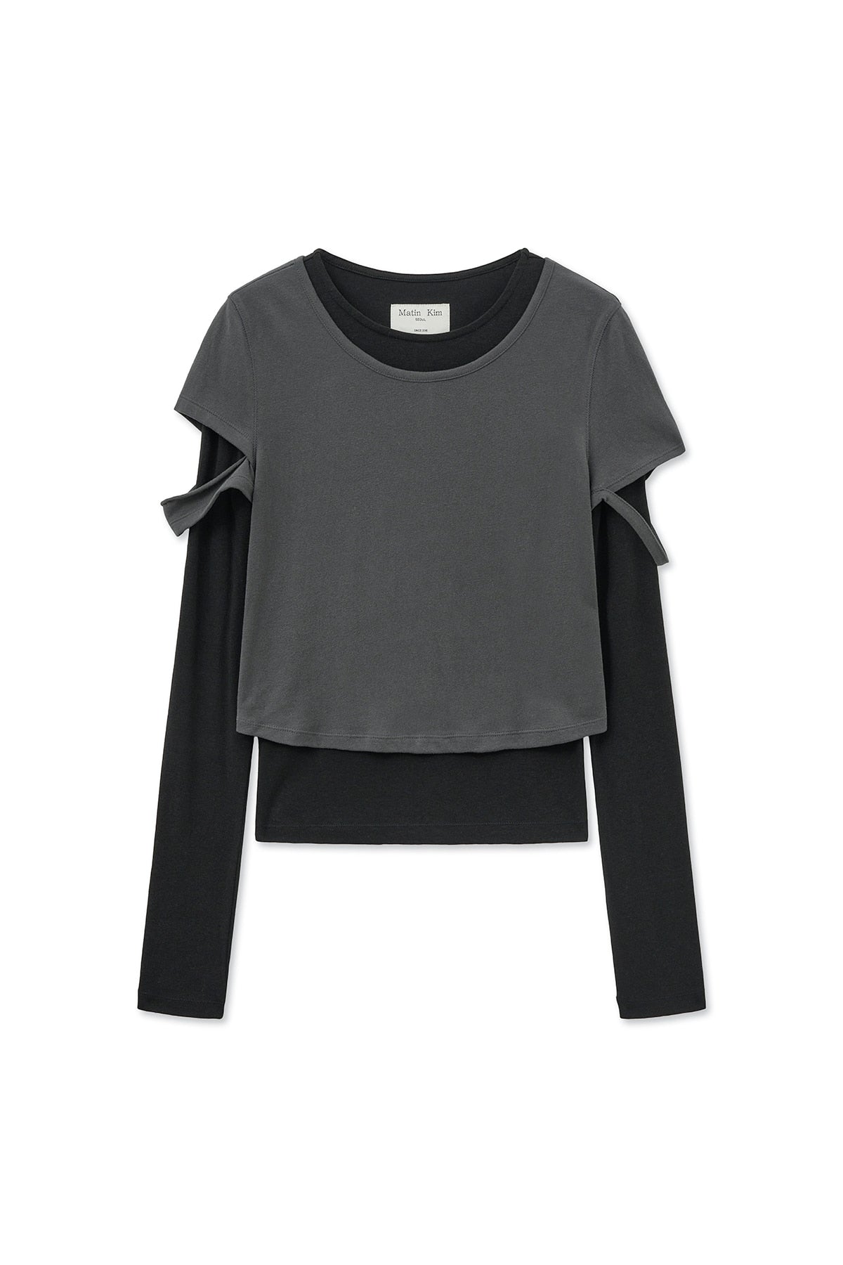 Matin Kim - Layered Point Slim Top (Charcoal) product image 1 | TRAB K-Fashion Australia
