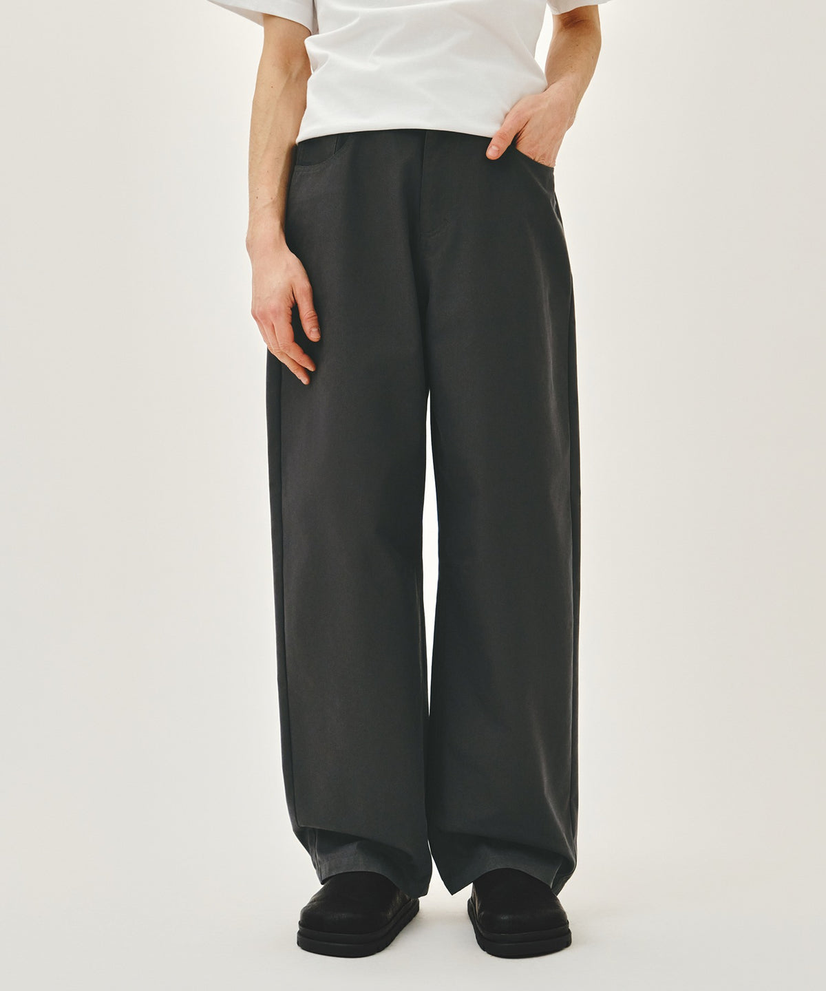 Marithe & Francois Girbaud - Curved Chino Pants (Charcoal) product image 1 | TRAB K-Fashion Australia