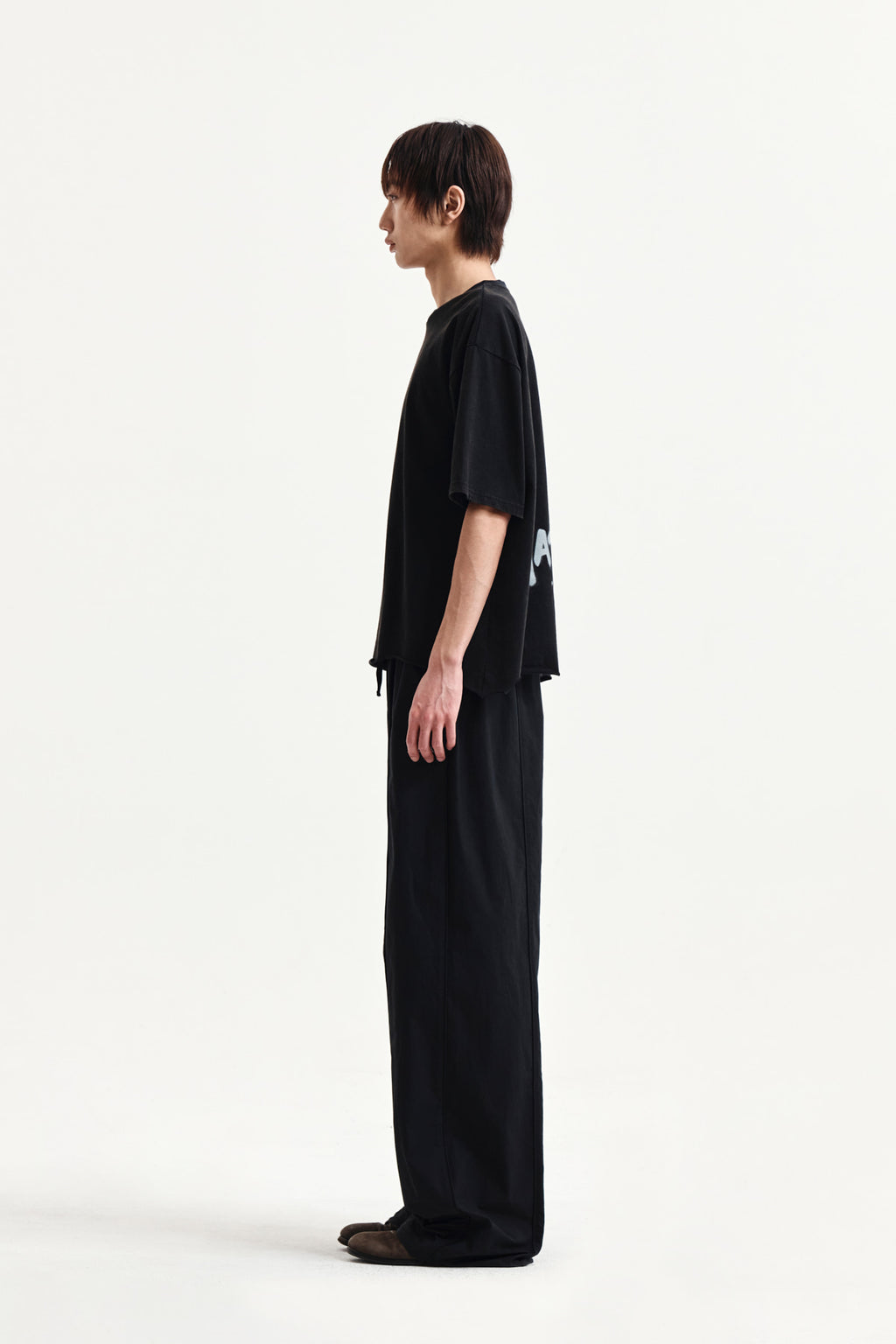 Matin Kim - Raw Cut Graffiti Logo Top (Black) product image 6 | TRAB K-Fashion Australia