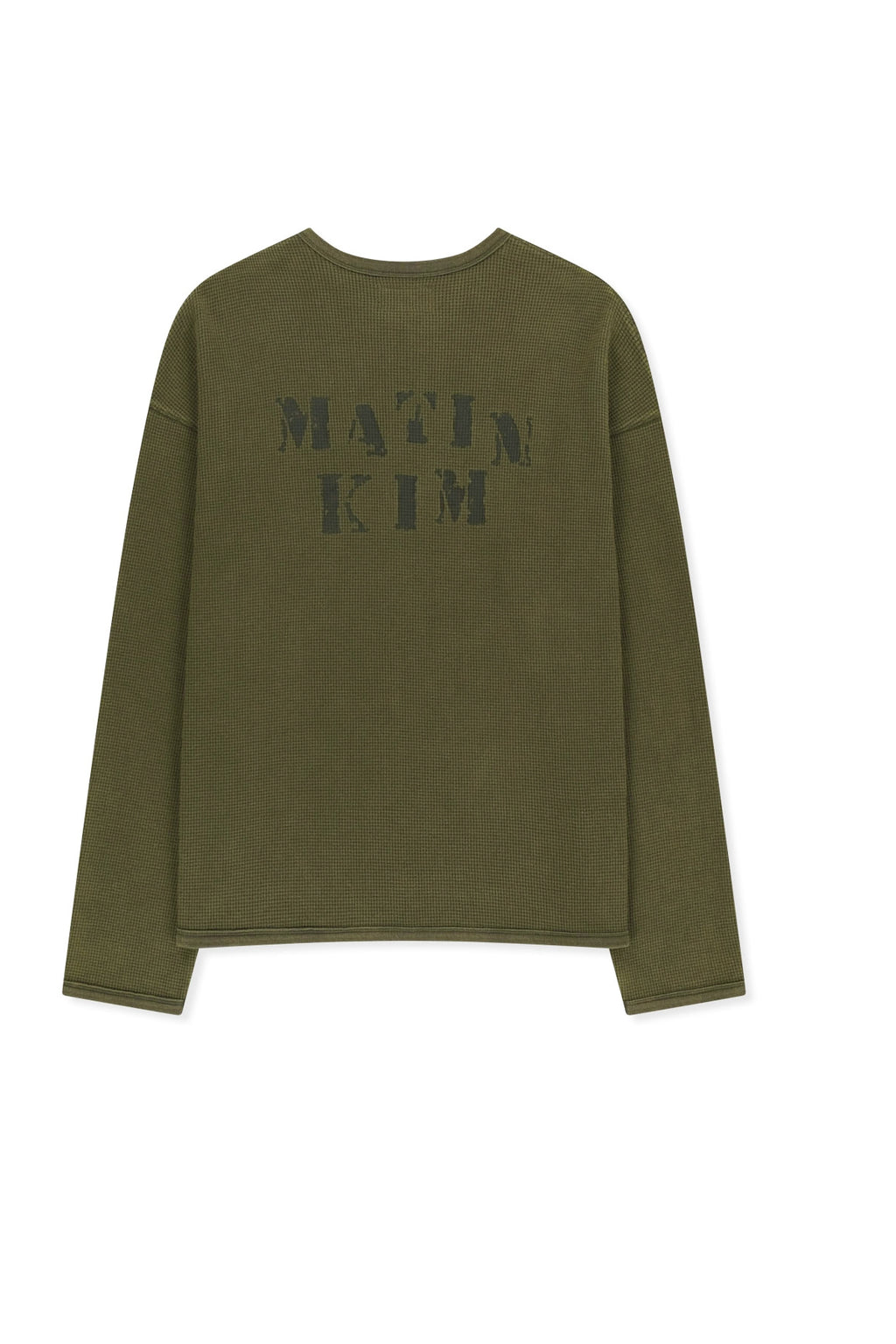 Matin Kim - Matin Washed Waffle Henley Neck Top (Khaki) product image 2 | TRAB K-Fashion Australia