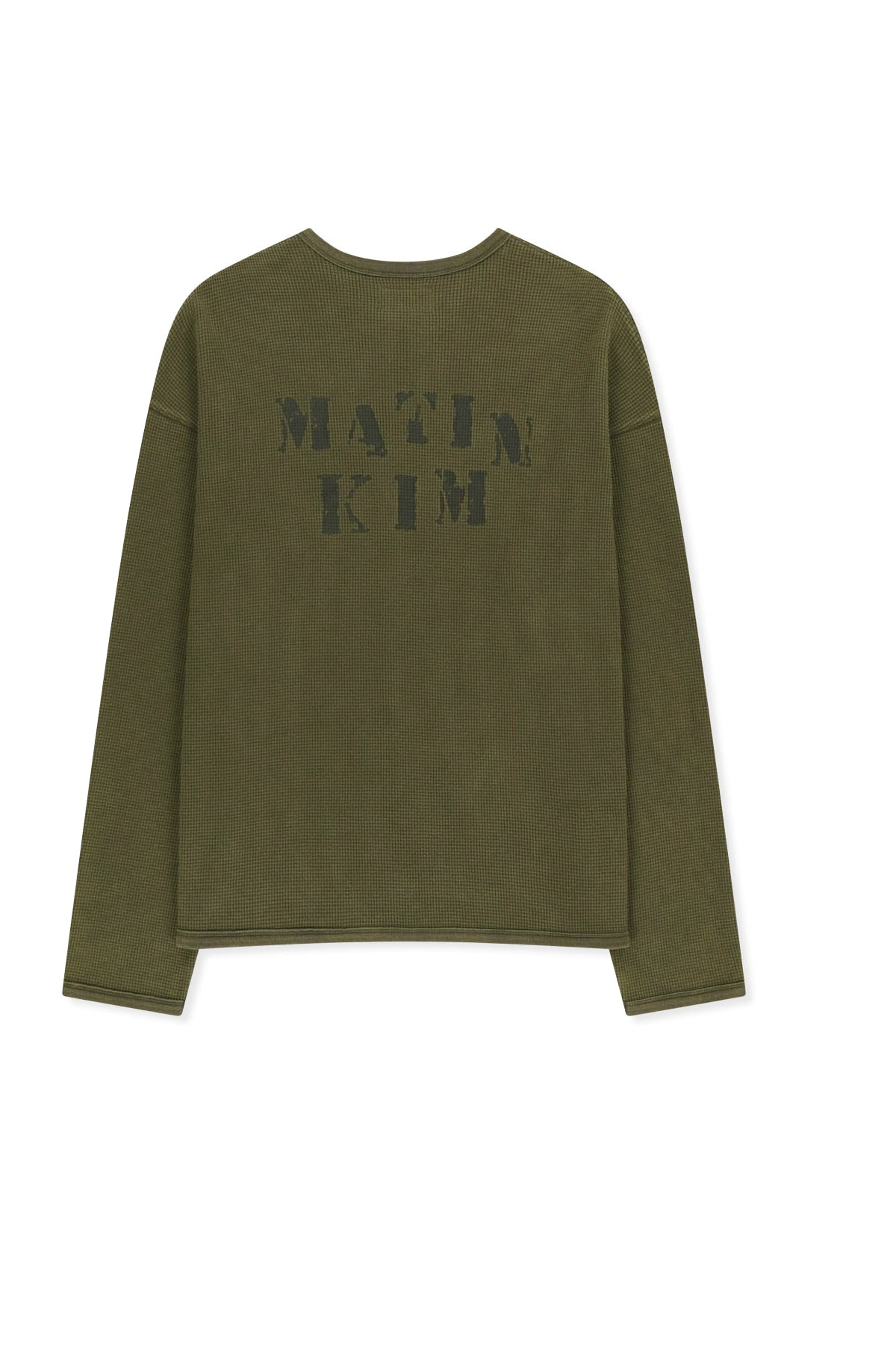 Matin Kim - Matin Washed Waffle Henley Neck Top (Khaki) product image 2 | TRAB K-Fashion Australia