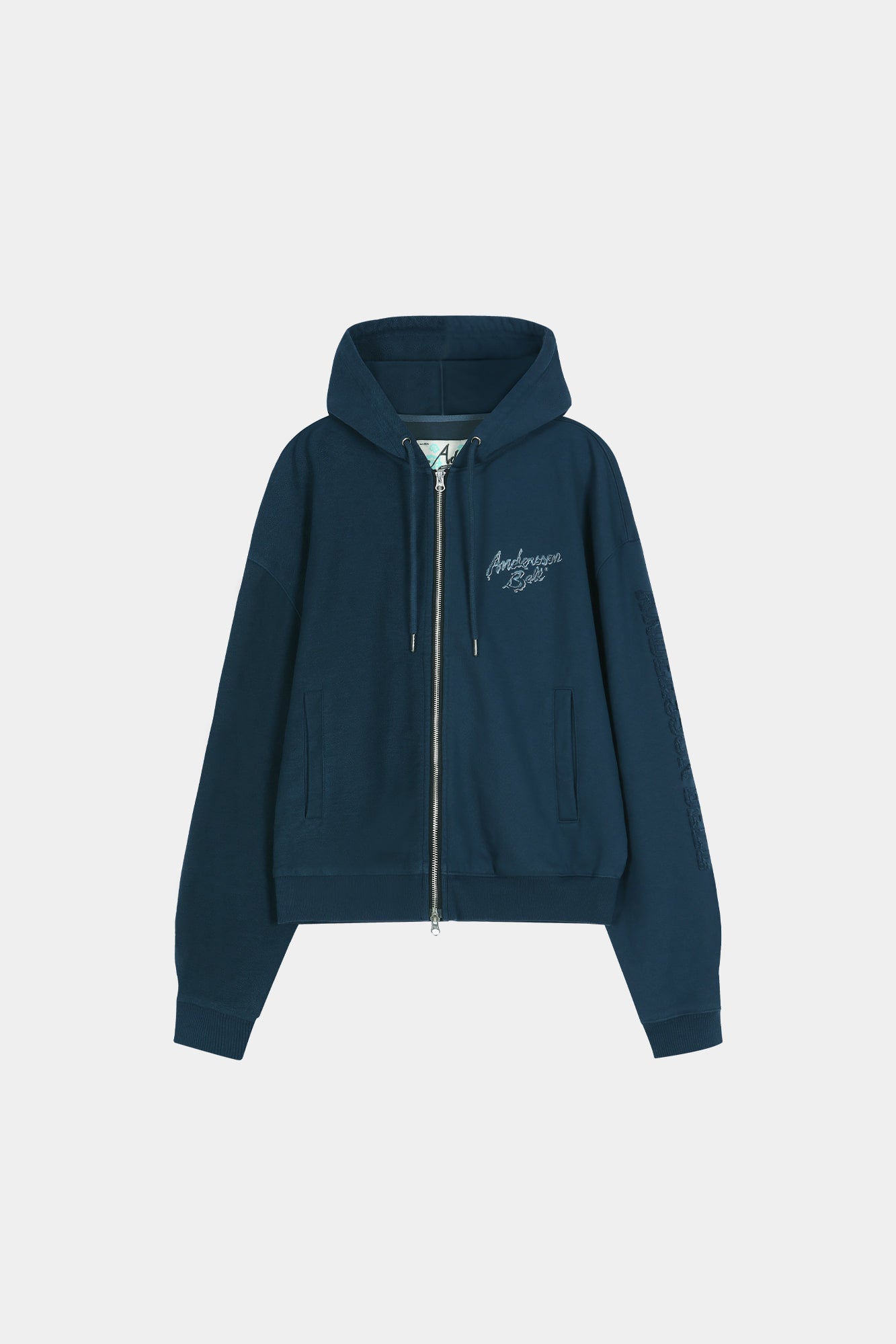 Andersson Bell - (essential) Unisex Patchwork Liquid Logo Hood Zip-Up (deep Blue) (Deep Blue) product image 9 | TRAB K-Fashion Australia