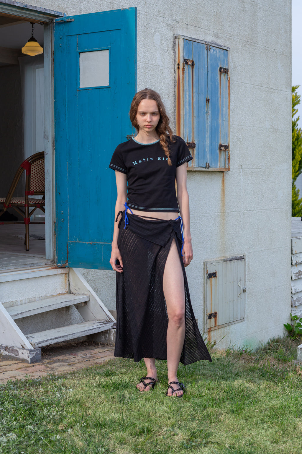Matin Kim - Foldover Layered Maxi Wrap Skirt (Black) product image 7 | TRAB K-Fashion Australia