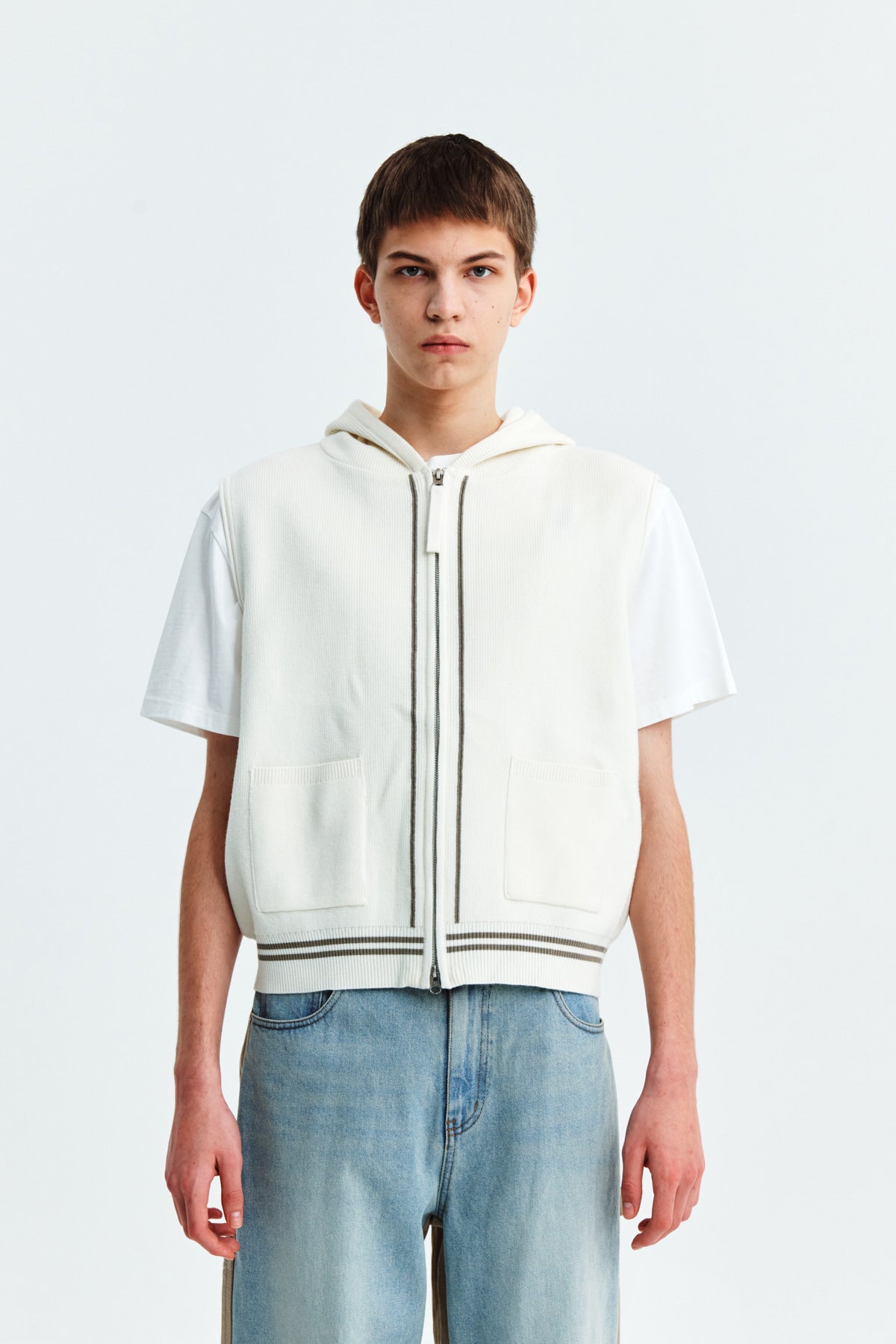 Matin Kim - Hoody Logo Knit Vest (Ivory) product image 5 | TRAB K-Fashion Australia
