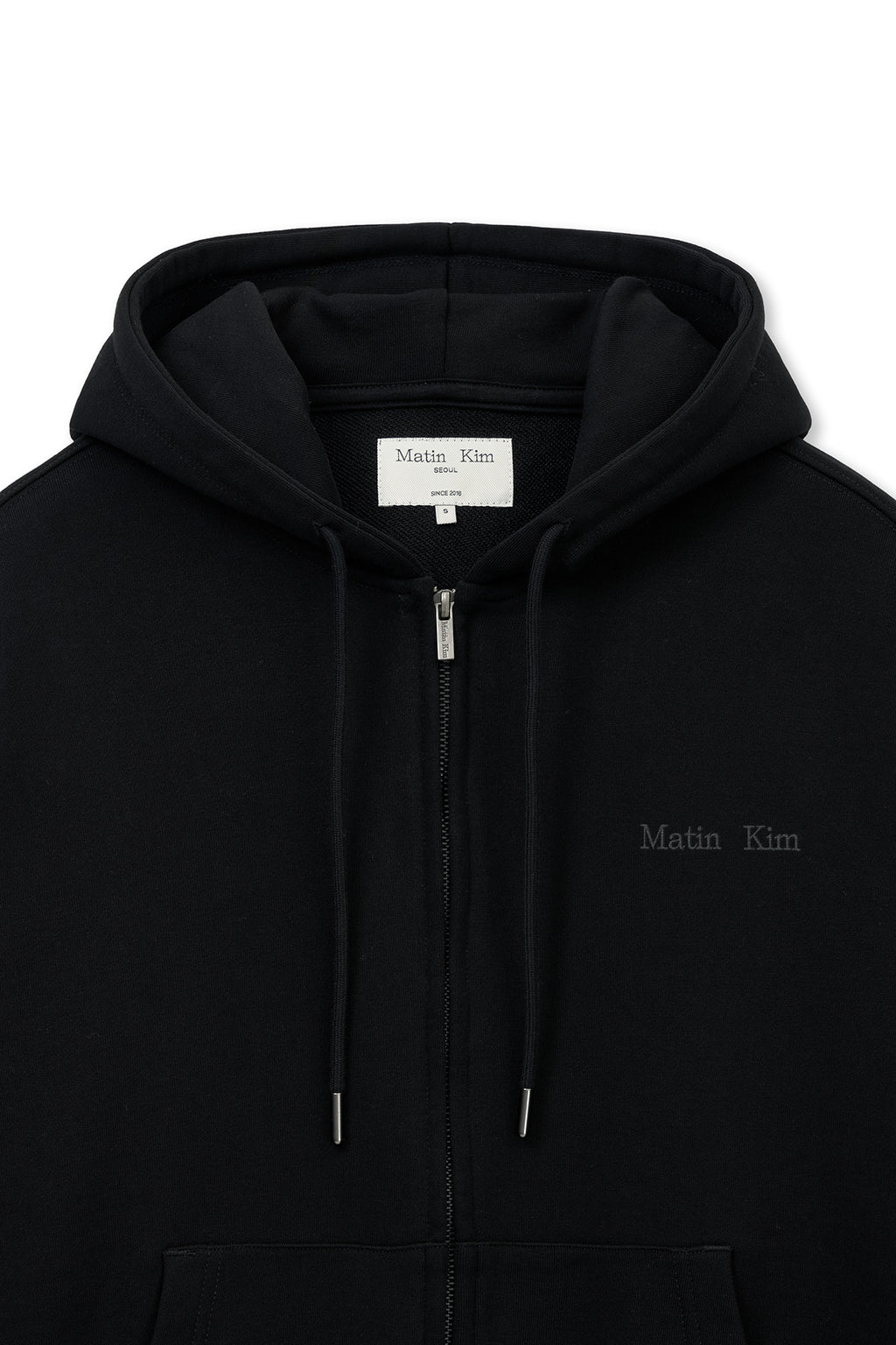 Matin Kim - Back Logo Essential Hoody Zip Up (Black) product image 3 | TRAB K-Fashion Australia