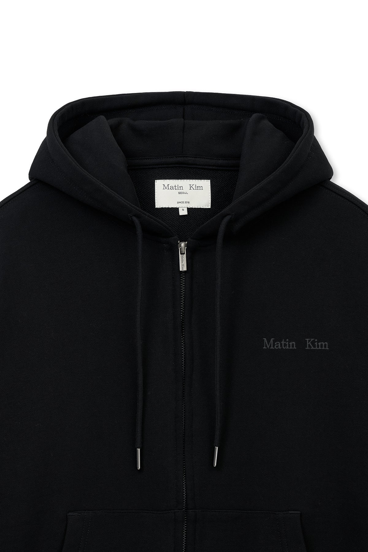 Matin Kim - Back Logo Essential Hoody Zip Up (Black) product image 3 | TRAB K-Fashion Australia