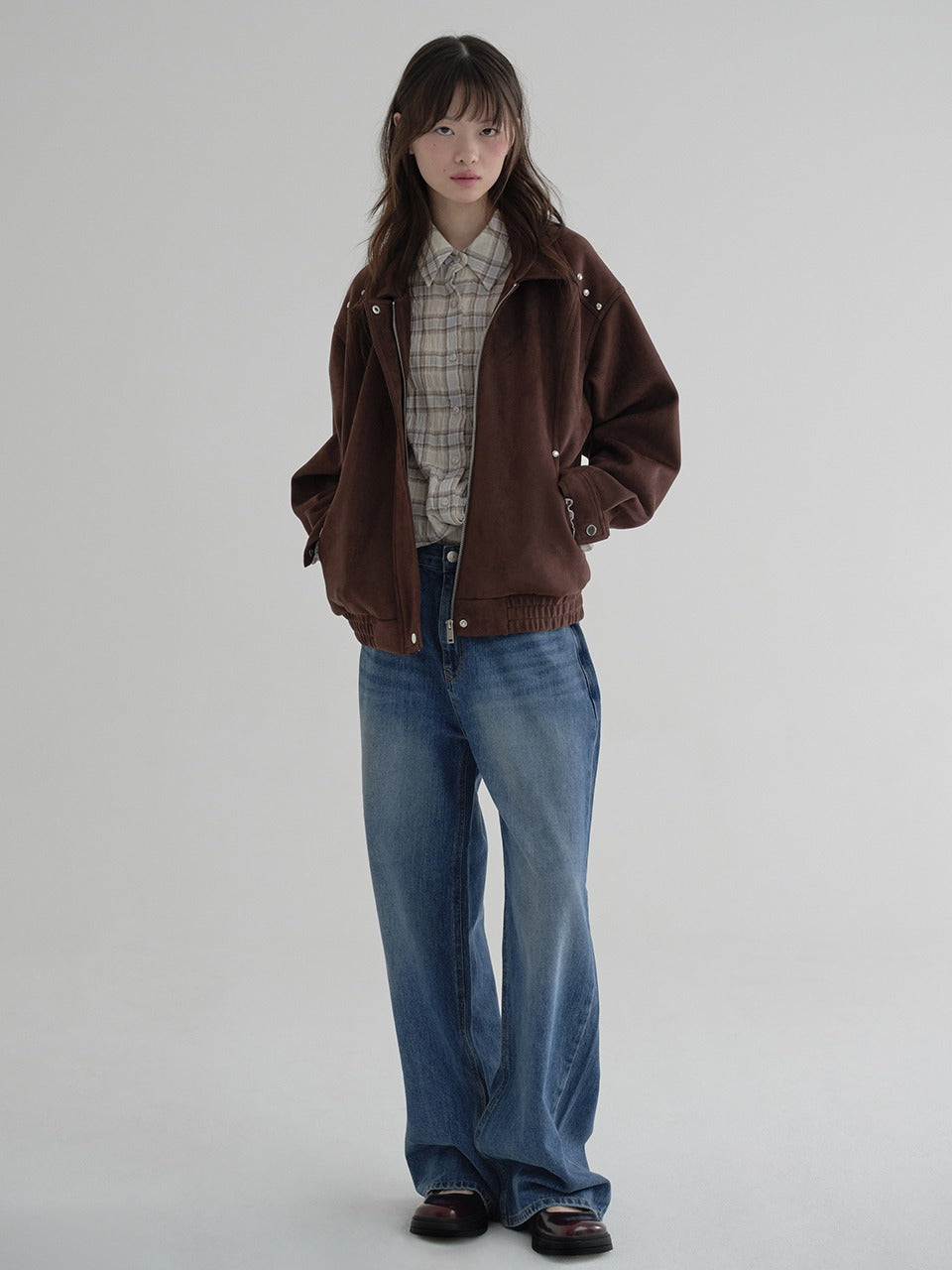 Margarin Fingers - Rivet Suede Jacket (Brown) product image 1 | TRAB K-Fashion Australia