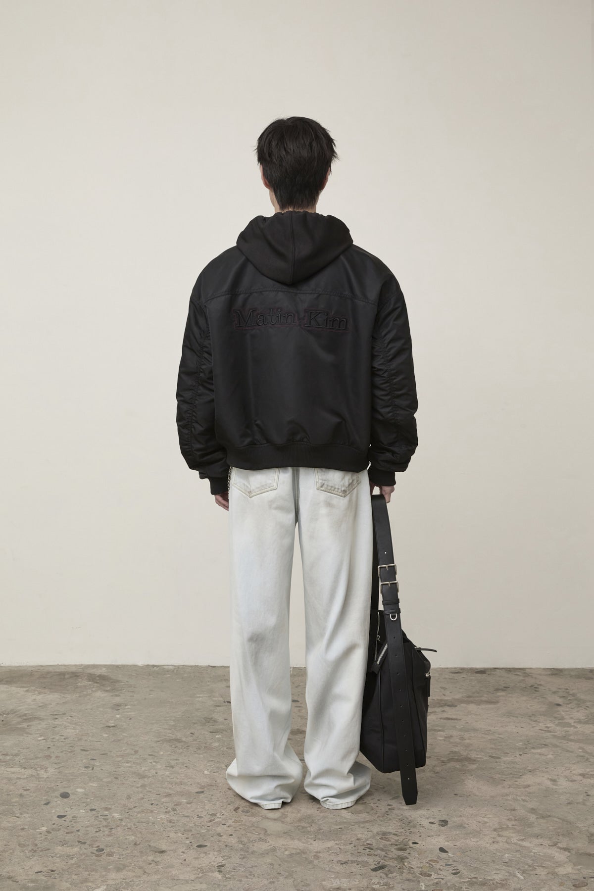 Matin Kim - Applique Logo Shirring Bomber Jumper (Black) product image 9 | TRAB K-Fashion Australia