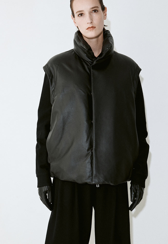 Tonywack - Leather Down Puffer Jacket (Black) product image 4 | TRAB K-Fashion Australia