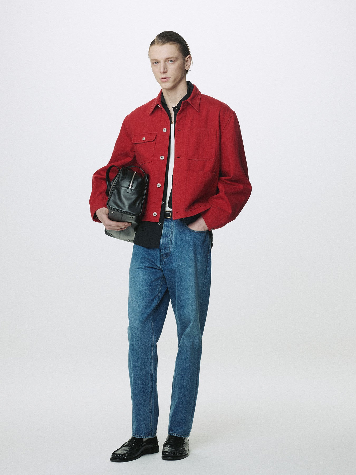 Tonywack - Slub Cotton Cropped Work Jacket (Red) product image 4 | TRAB K-Fashion Australia