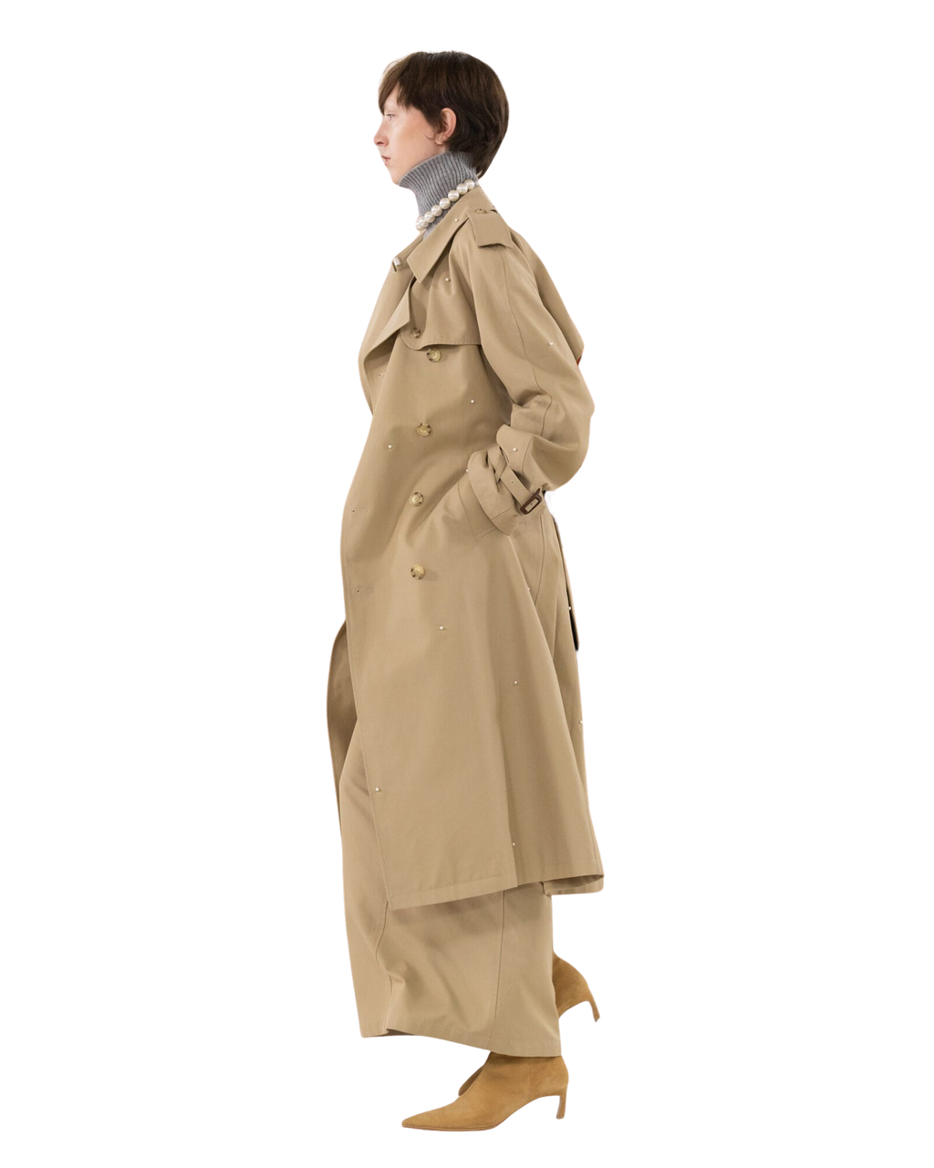 Kimhe Kim - Pearl Embellished Trench Coat (Beige) product image 6 | TRAB K-Fashion Australia