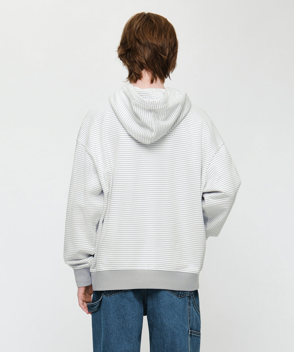 Marithe & Francois Girbaud - Small Classic Logo Stripe Oversized Hoodie Zipup (Light Gray) product image 2 | TRAB K-Fashion Australia