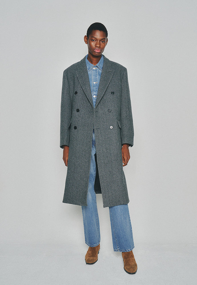 Tonywack - Double-Breasted Chesterfield Coat (Mid Grey Herringbone) product image 4 | TRAB K-Fashion Australia