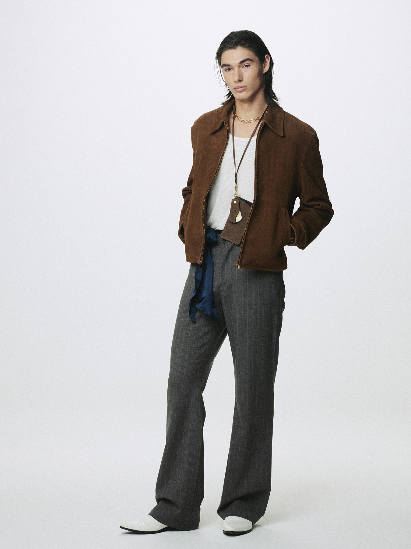 Tonywack - Goat Suede Buckle Zip Jacket (Camel Brown) product image 4 | TRAB K-Fashion Australia
