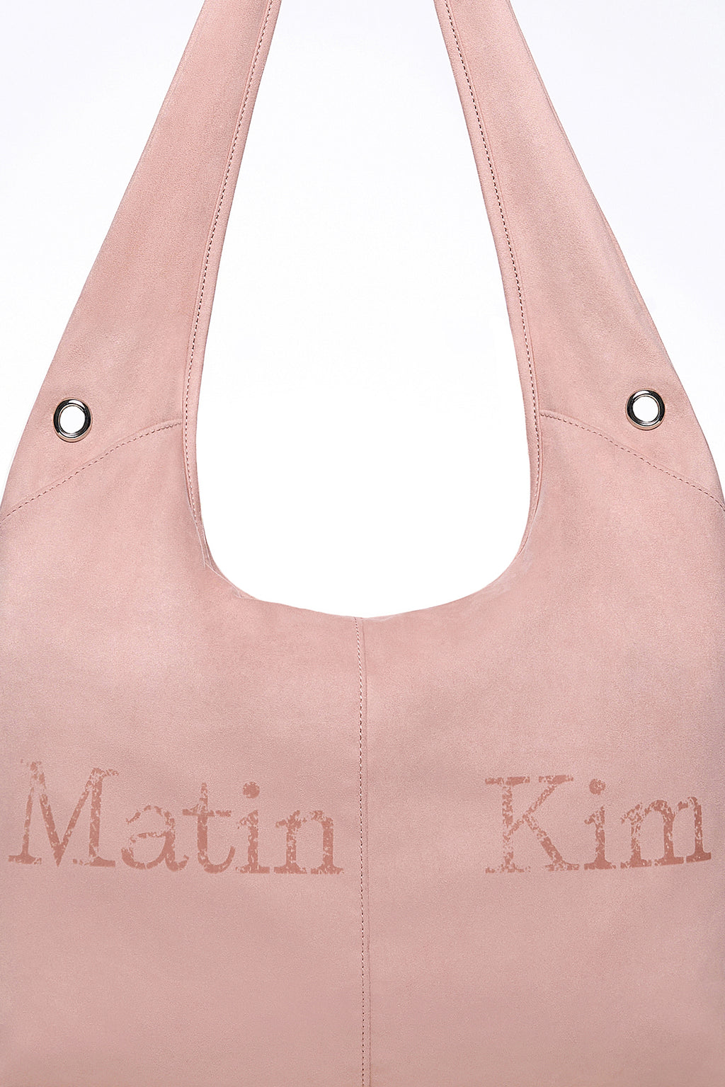 Matin Kim - Logo Point Suede Round Ecobag (Pink) product image 3 | TRAB K-Fashion Australia