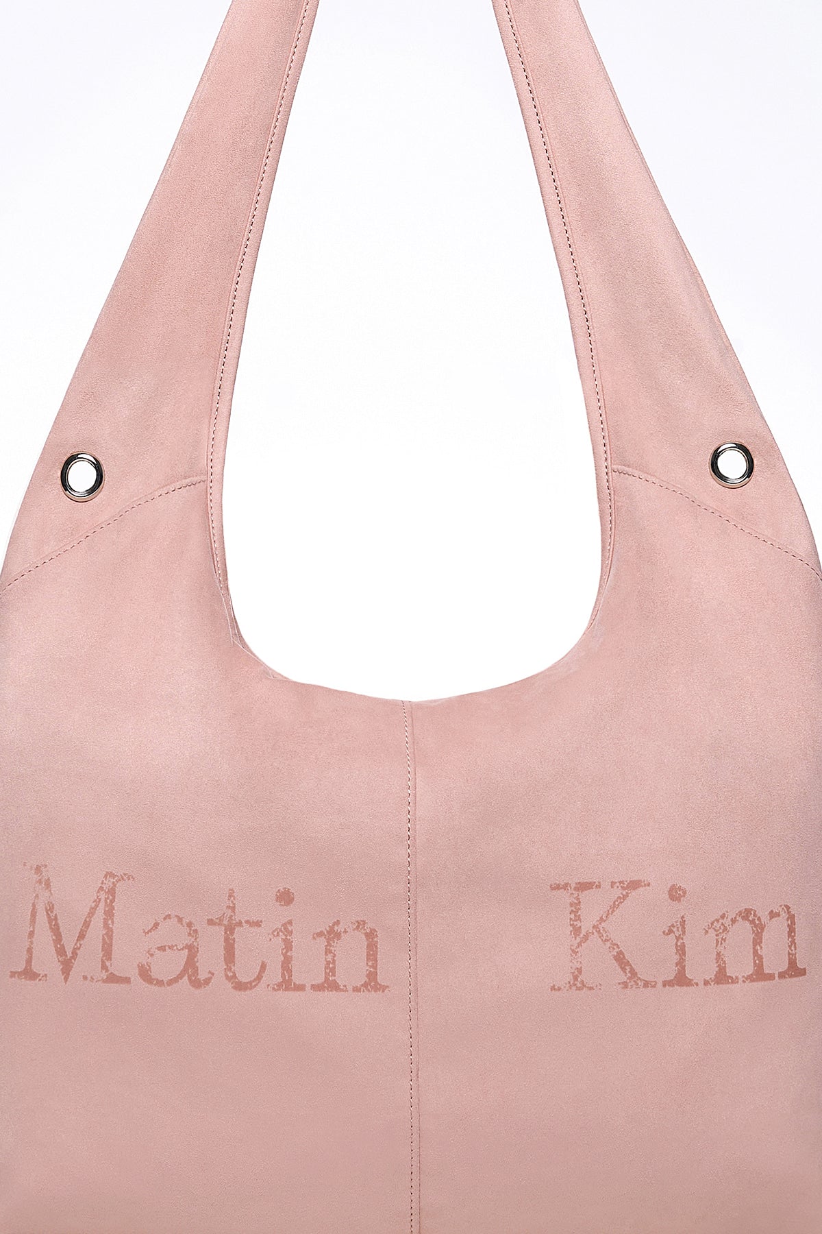 Matin Kim - Logo Point Suede Round Ecobag (Pink) product image 3 | TRAB K-Fashion Australia