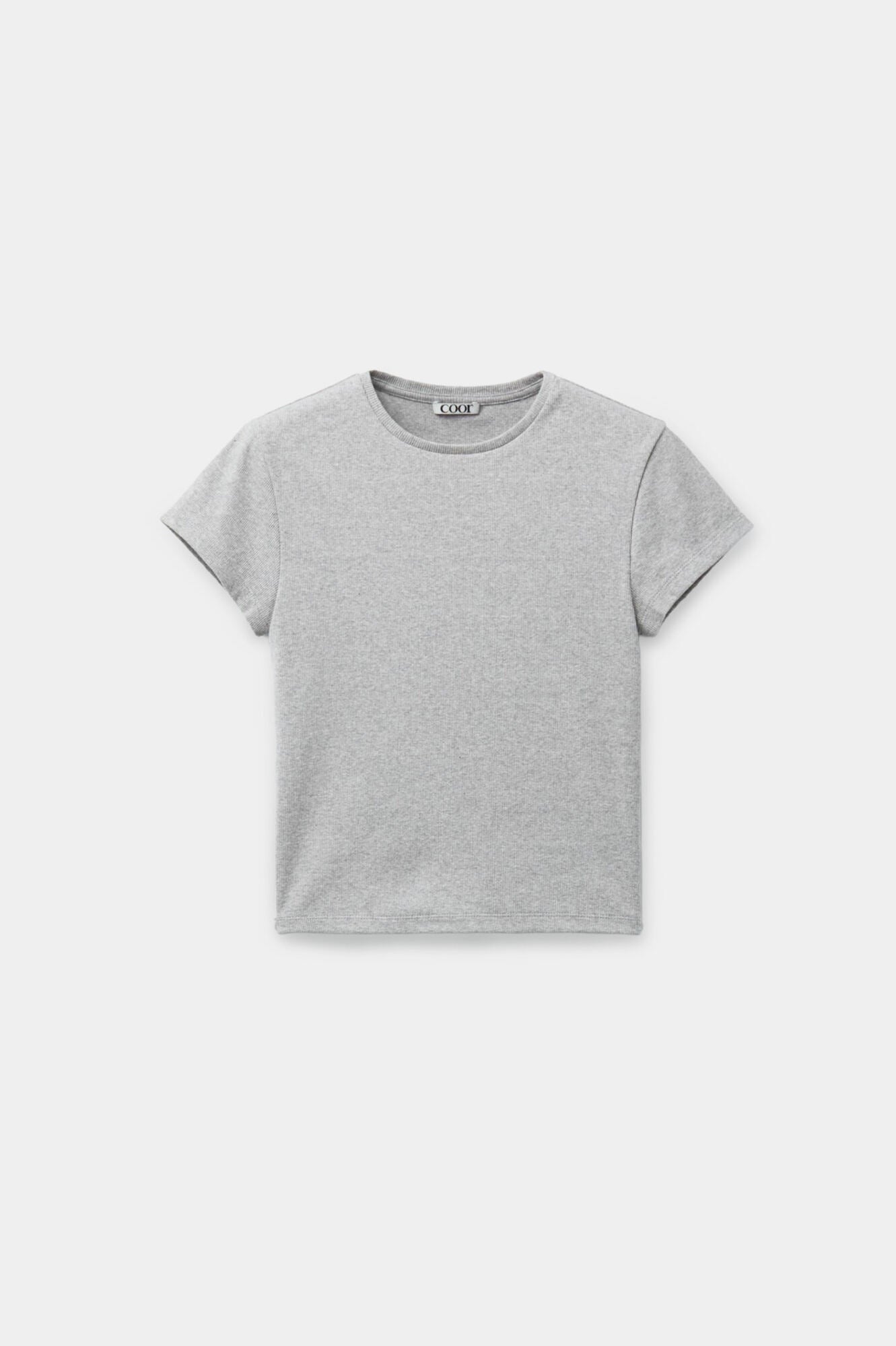 Coor - Ribbed Crop T-Shirt (Melange Gray) product image 1 | TRAB K-Fashion Australia