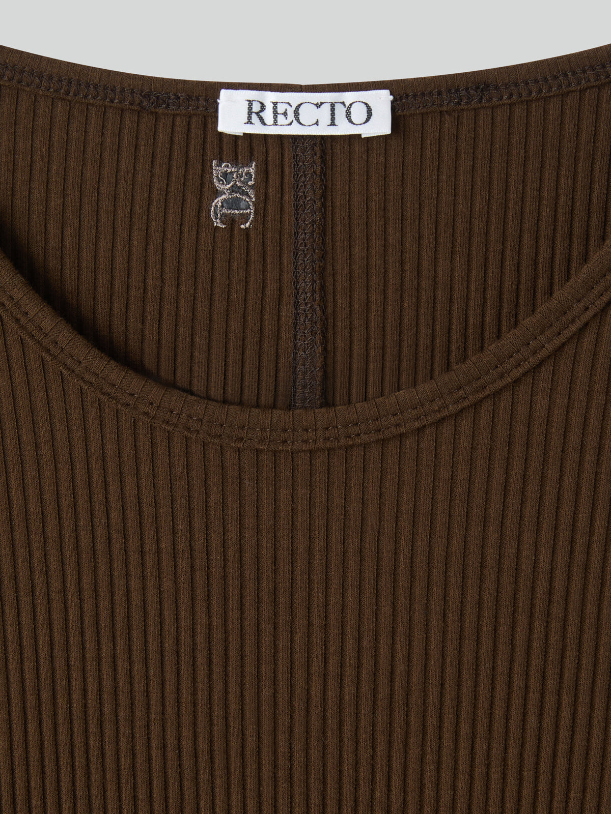 Recto - Ribbed Jersey Long-Sleeve Top (Khaki Brown) product image 6 | TRAB K-Fashion Australia