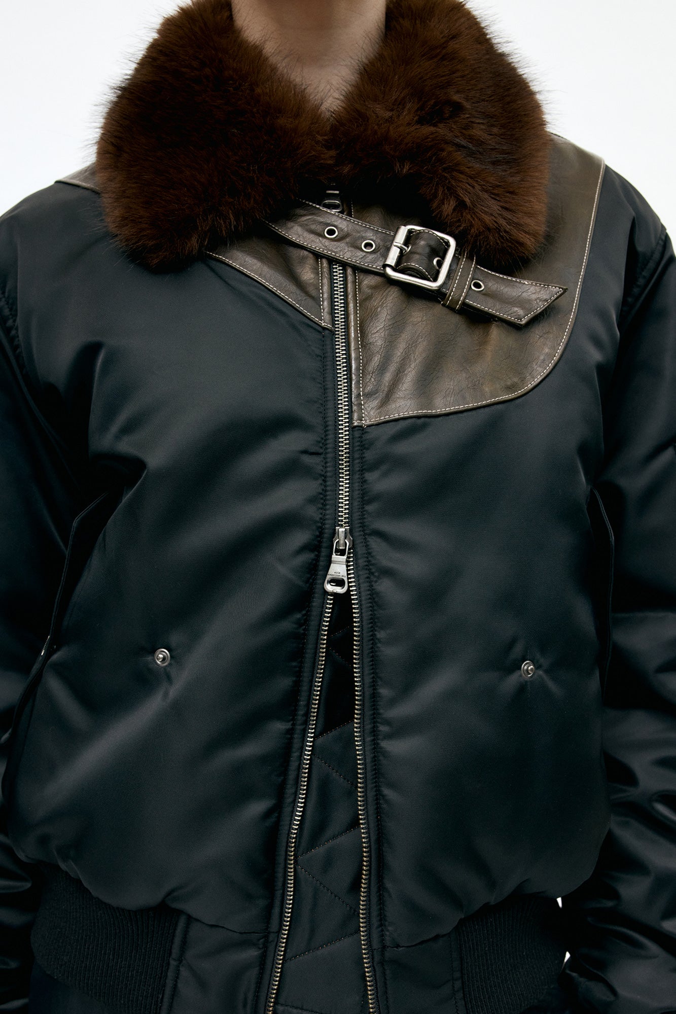 Andersson Bell - Fur Collar Leather Patch Ma-1 Bomber (Black) product image 13 | TRAB K-Fashion Australia