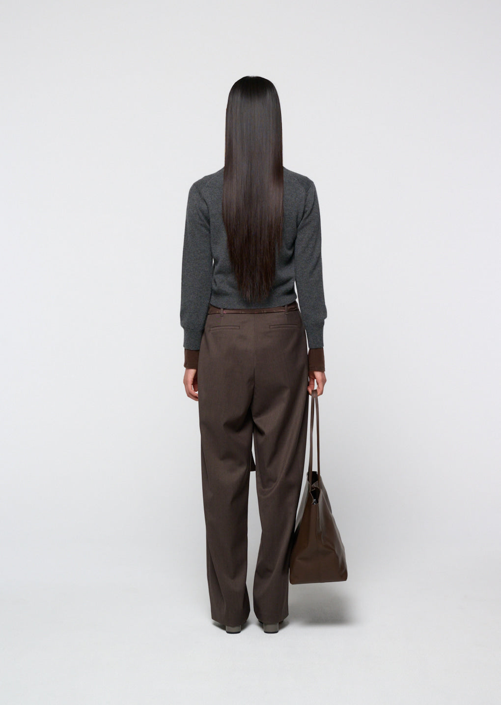Amomento - Cashmere Crewneck Cardigan (Melange Grey) product image 4 | TRAB K-Fashion Australia