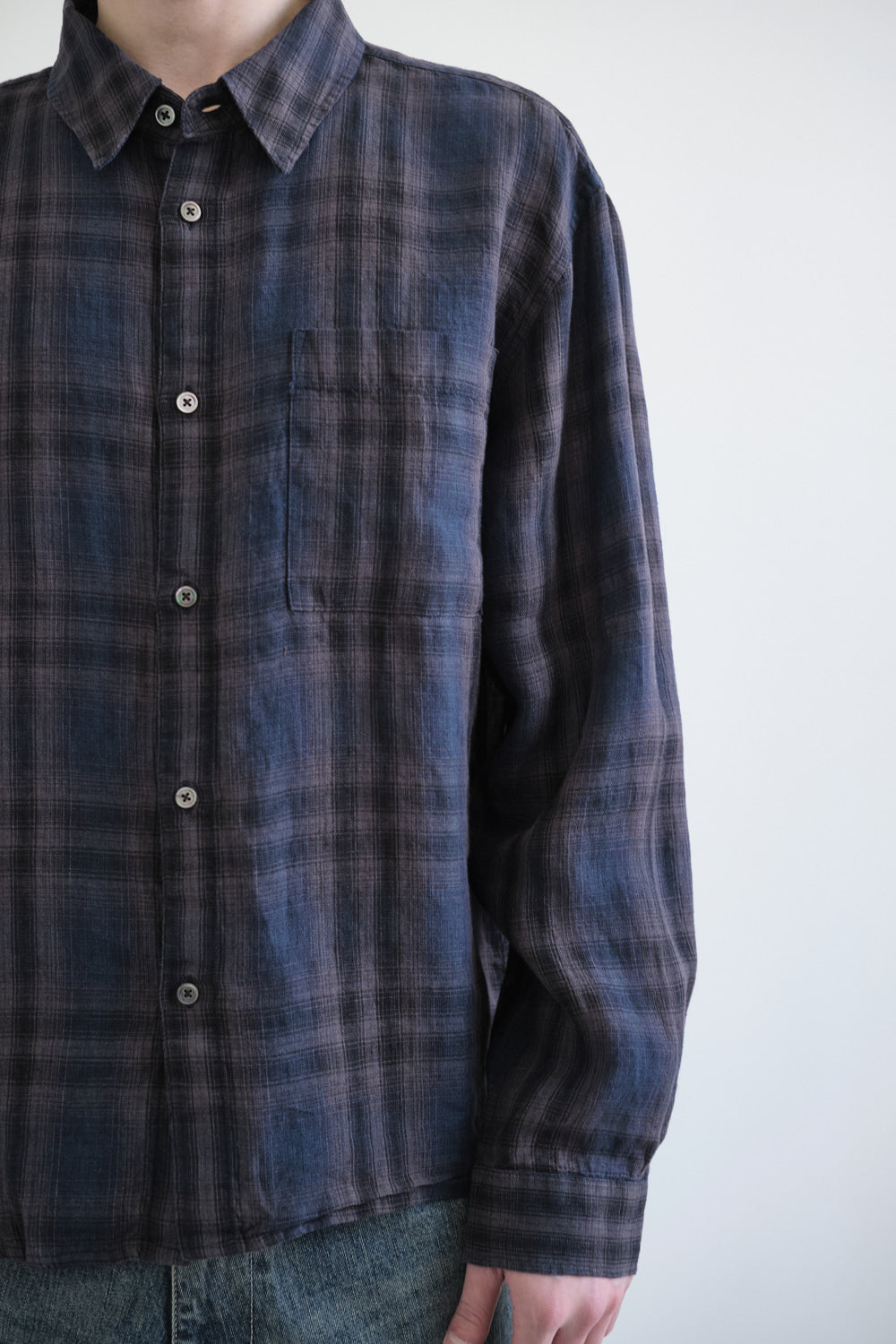 Hatchingroom - Museum Shirt Linen Check (Charcoal/Blue) product image 11 | TRAB K-Fashion Australia