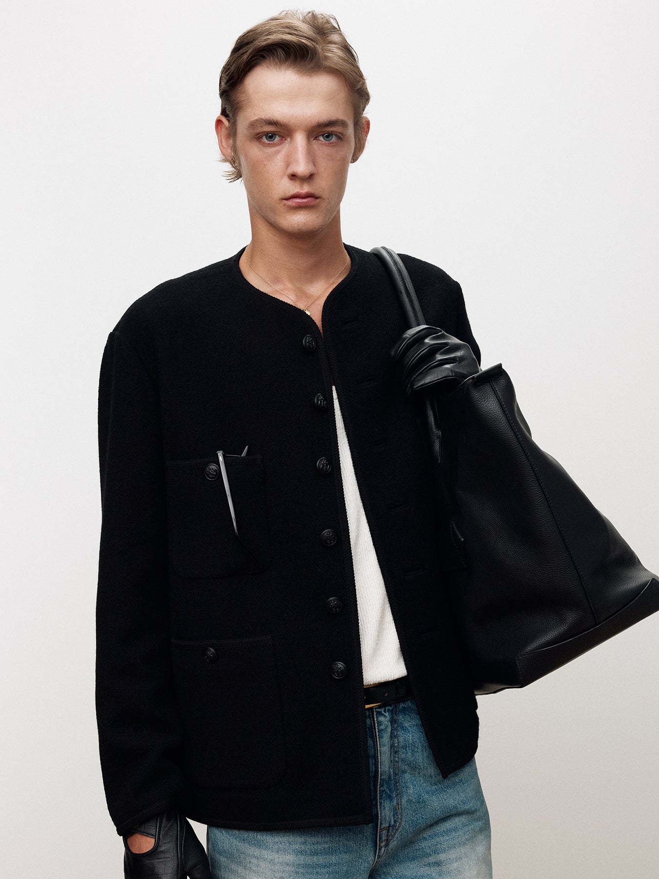 Tonywack - Wool Tweed Buttoned Blouson (Black) product image 1 | TRAB K-Fashion Australia