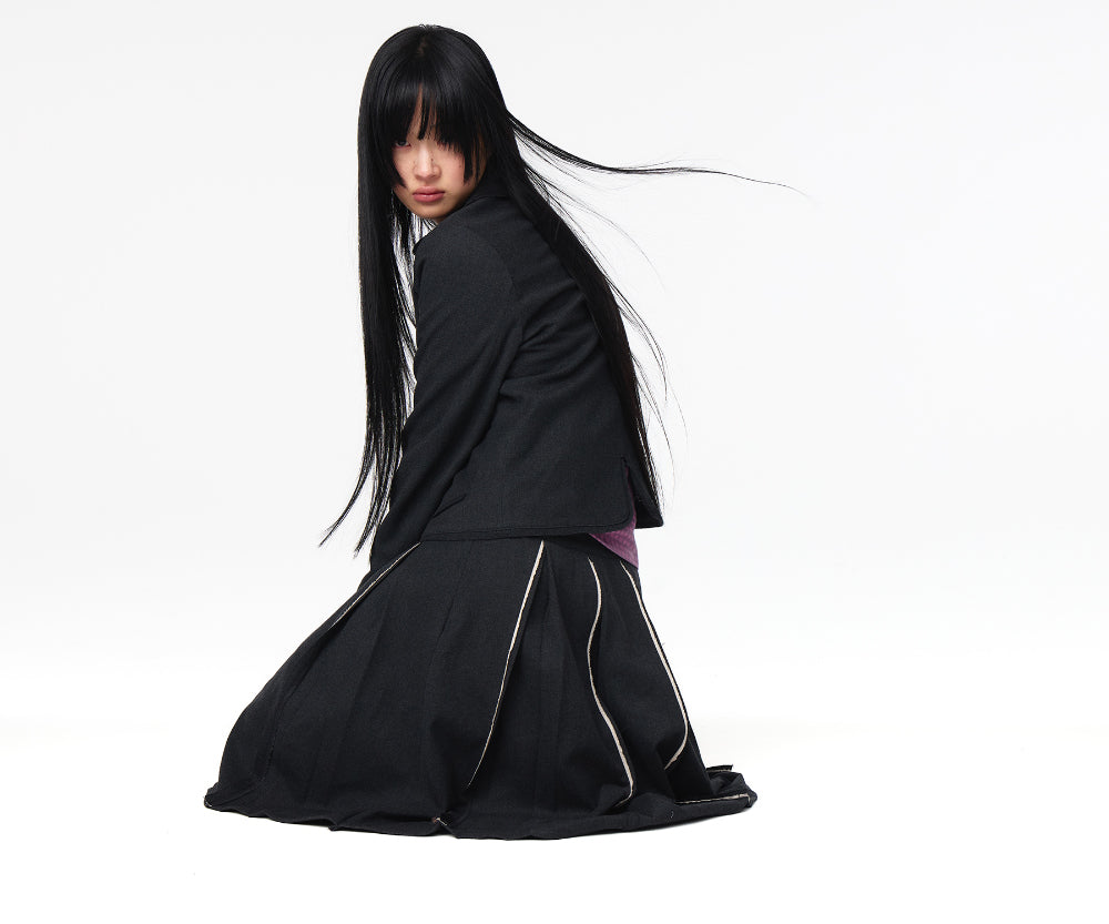 Coyseio - Rounded Raw Hem Jacket (Charcoal) product image 3 | TRAB K-Fashion Australia