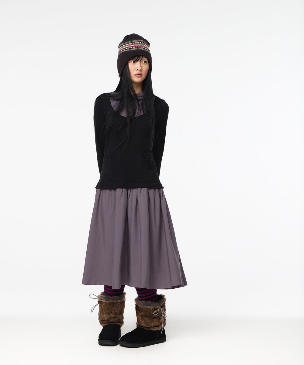 Coyseio - Layered Shirt Cardigan Shirring Dress (Black) product image 2 | TRAB K-Fashion Australia